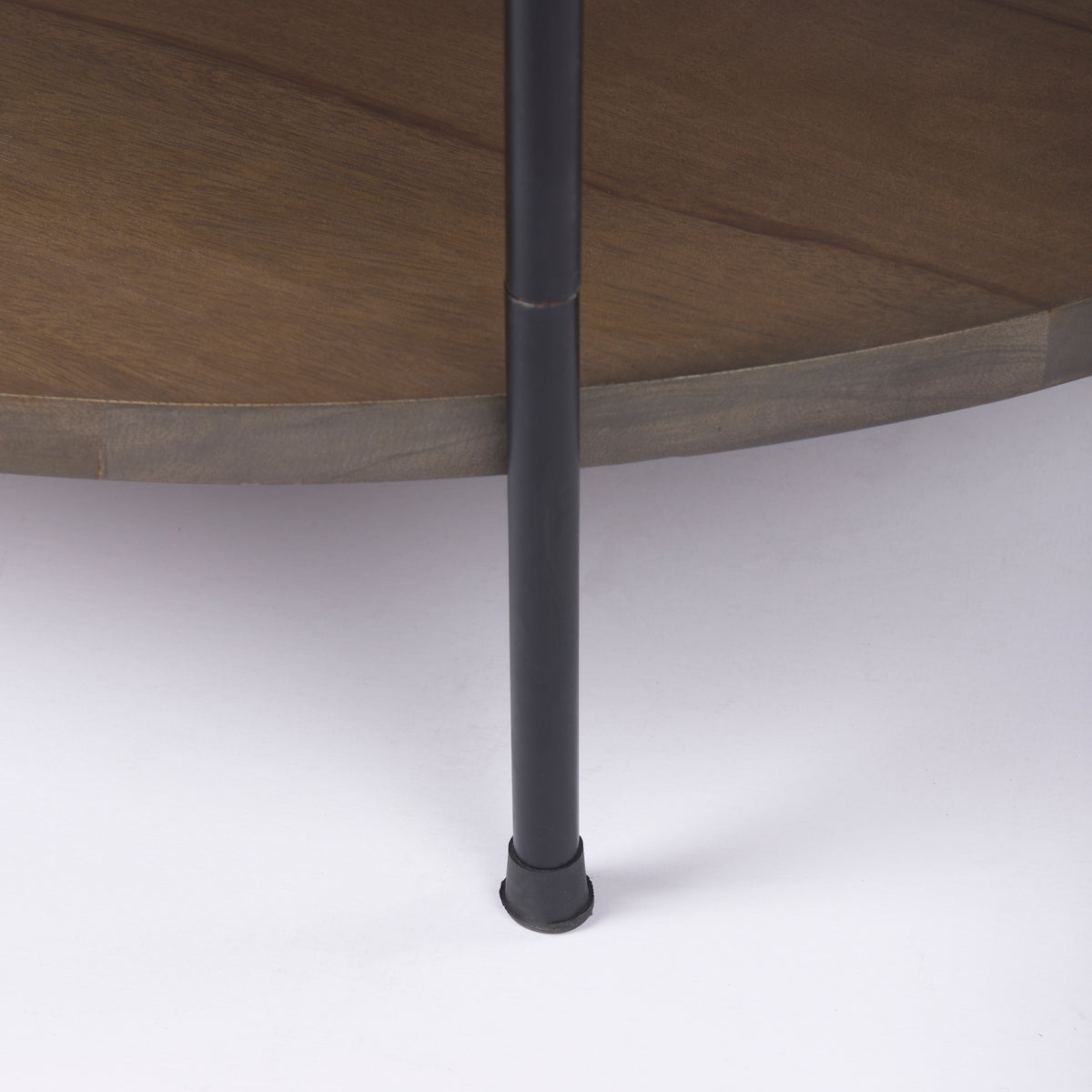 Larkin 42" Round Two-Tier White Marble Top and Solid Wood Shelf w/ Black Metal Frame Coffee Table-Coffee Tables-DECOROLALA