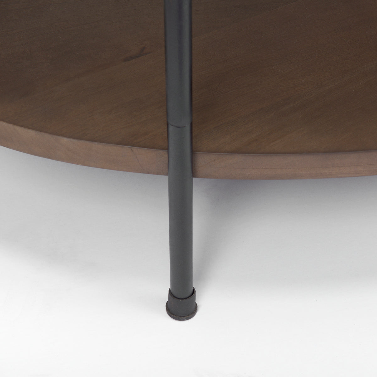 Larkin 48" Oval Marble Top and Solid Wood Shelf w/ Black Metal Frame Coffee Table-Coffee Tables-DECOROLALA
