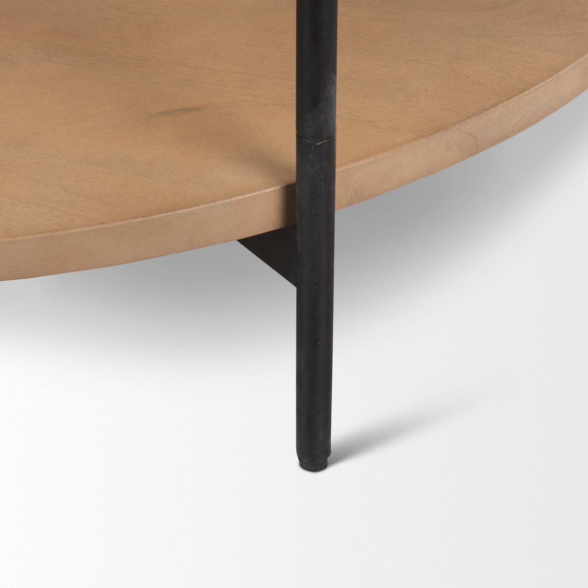 Larkin Marble Top w/ Brown Wood Shelf Round Coffee Table-Coffee Tables-DECOROLALA