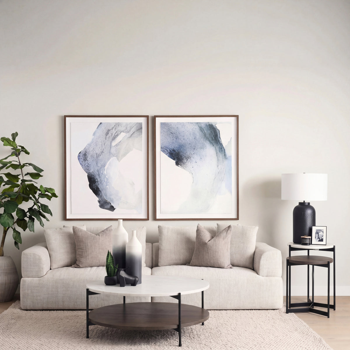 Larkin Marble & Wood Nesting End Tables-Nesting Tables-DECOROLALA