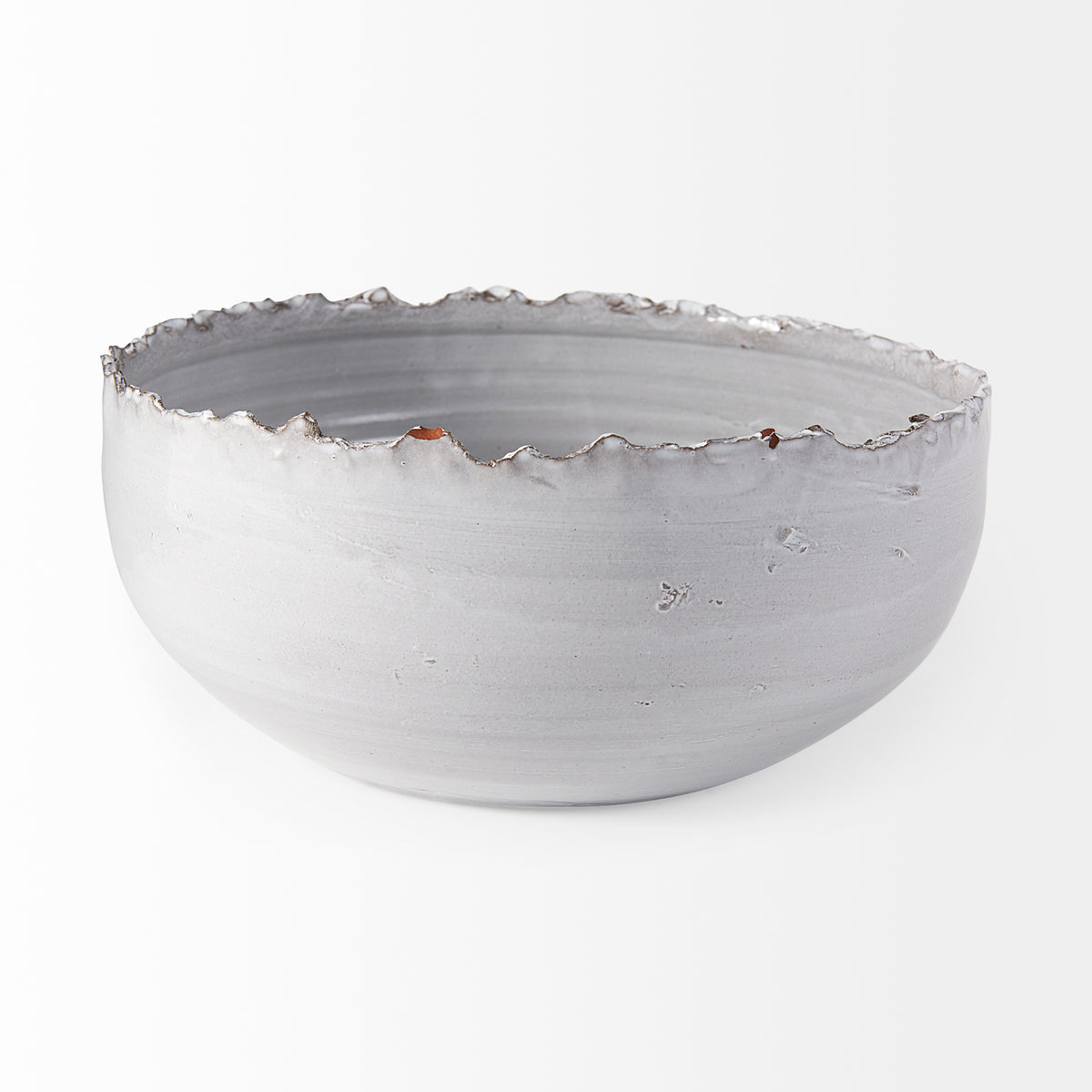 Larsen 13L x 13W White Ceramic Large Decorative Bowl-Bowls-DECOROLALA