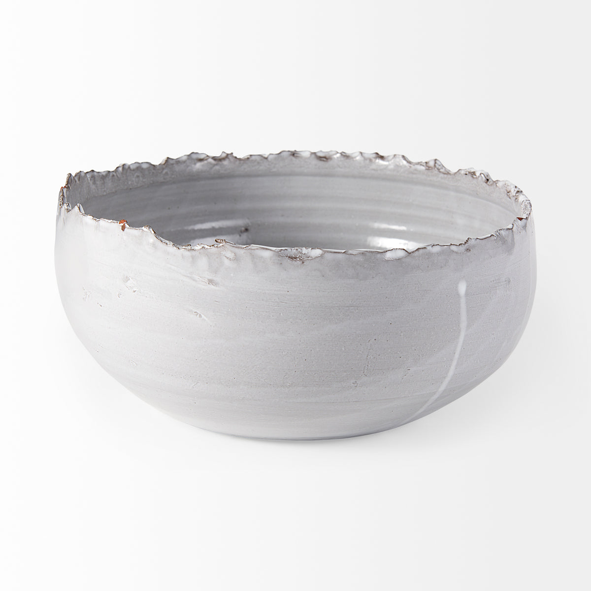 Larsen 13L x 13W White Ceramic Large Decorative Bowl-Bowls-DECOROLALA