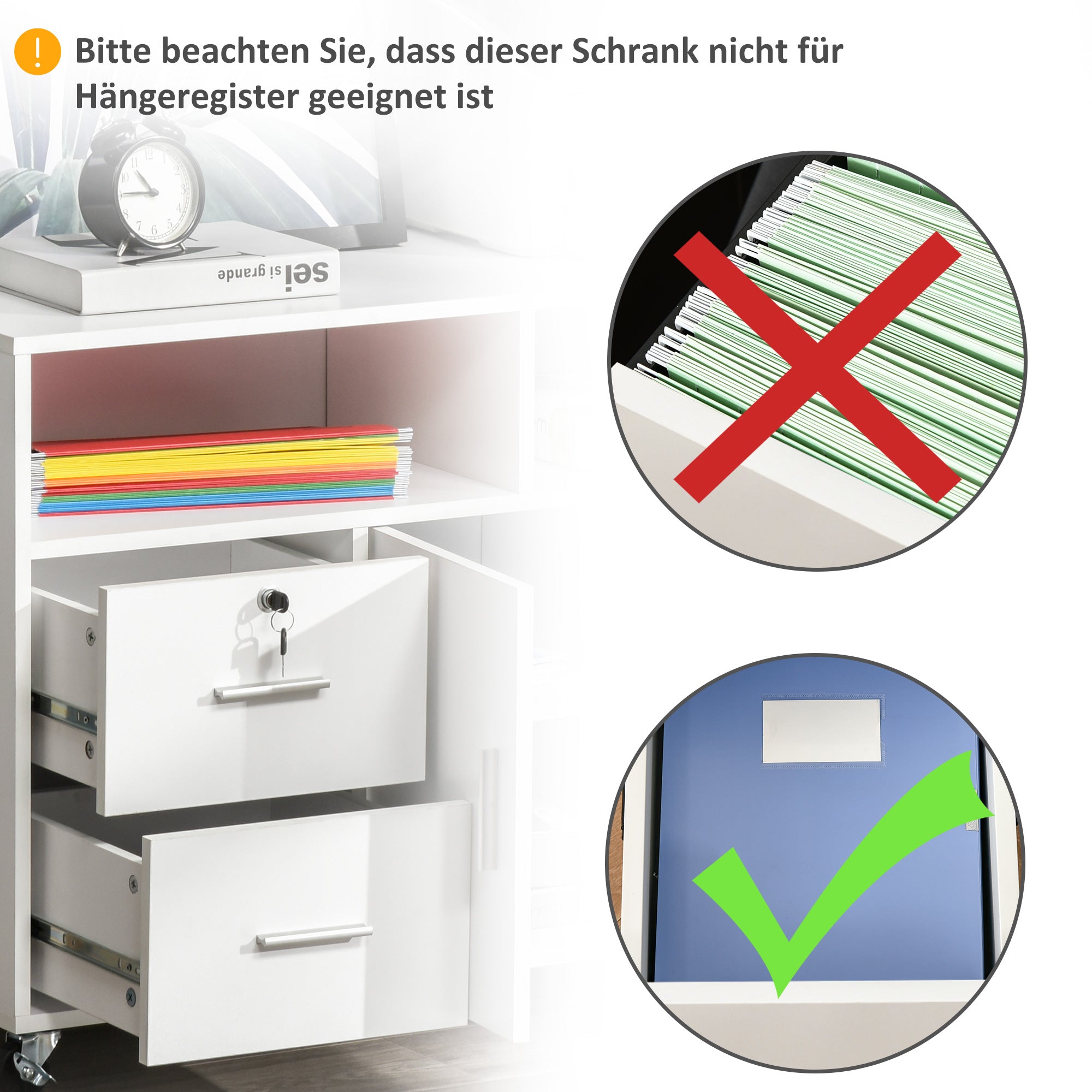 Lateral File Cabinet - White Mobile Printer Stand with Lock-Office Products > Office Furniture > Office Cabinets & Cupboards-DECOROLALA