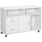 Lateral File Cabinet - White Mobile Printer Stand with Lock-Office Products > Office Furniture > Office Cabinets & Cupboards-DECOROLALA