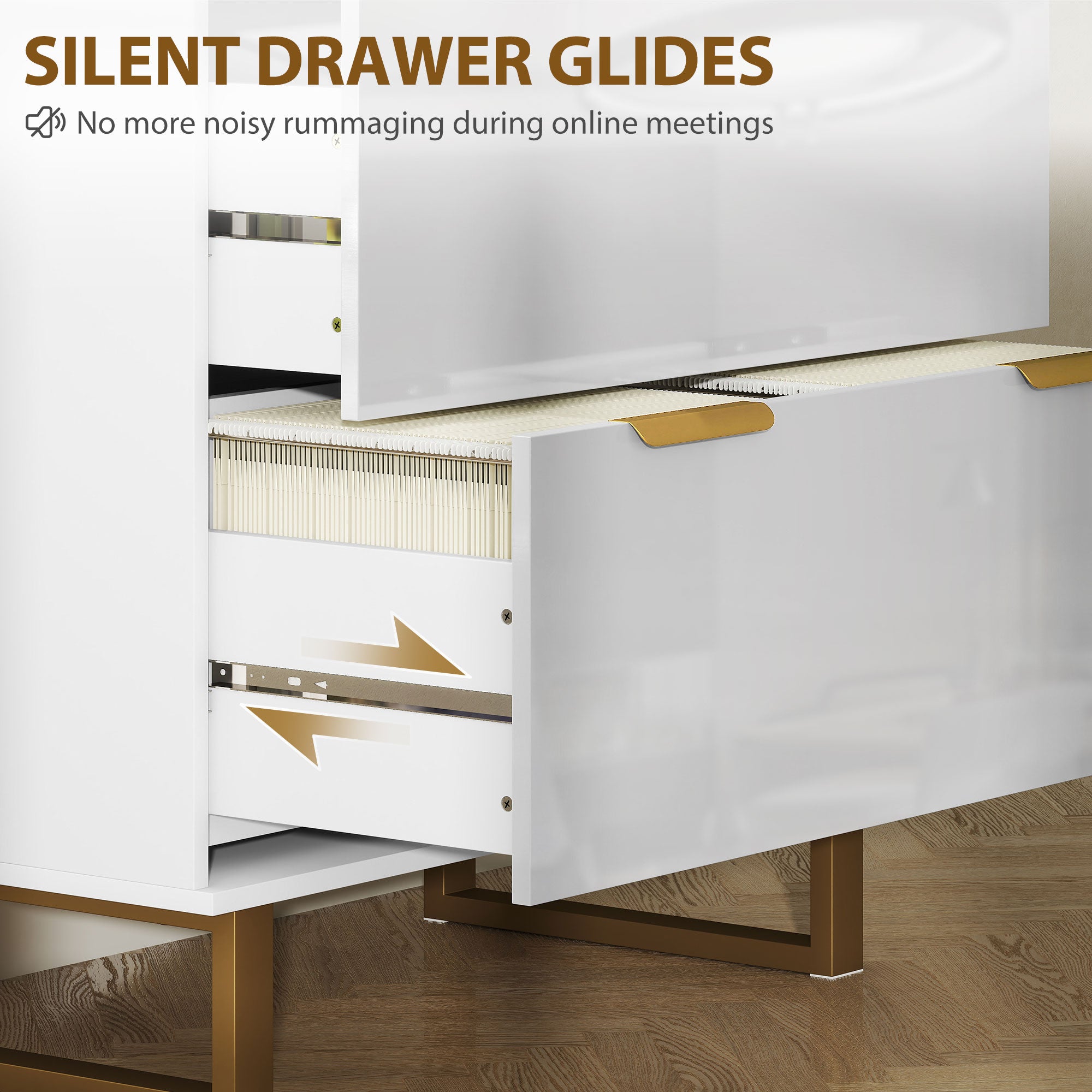 Lateral File Cabinet with 2 Drawers, Modern Filing Cabinet for Letter/A4/Legal Size Files, High Gloss White-Office Products > Office Furniture > Office Cabinets & Cupboards-DECOROLALA
