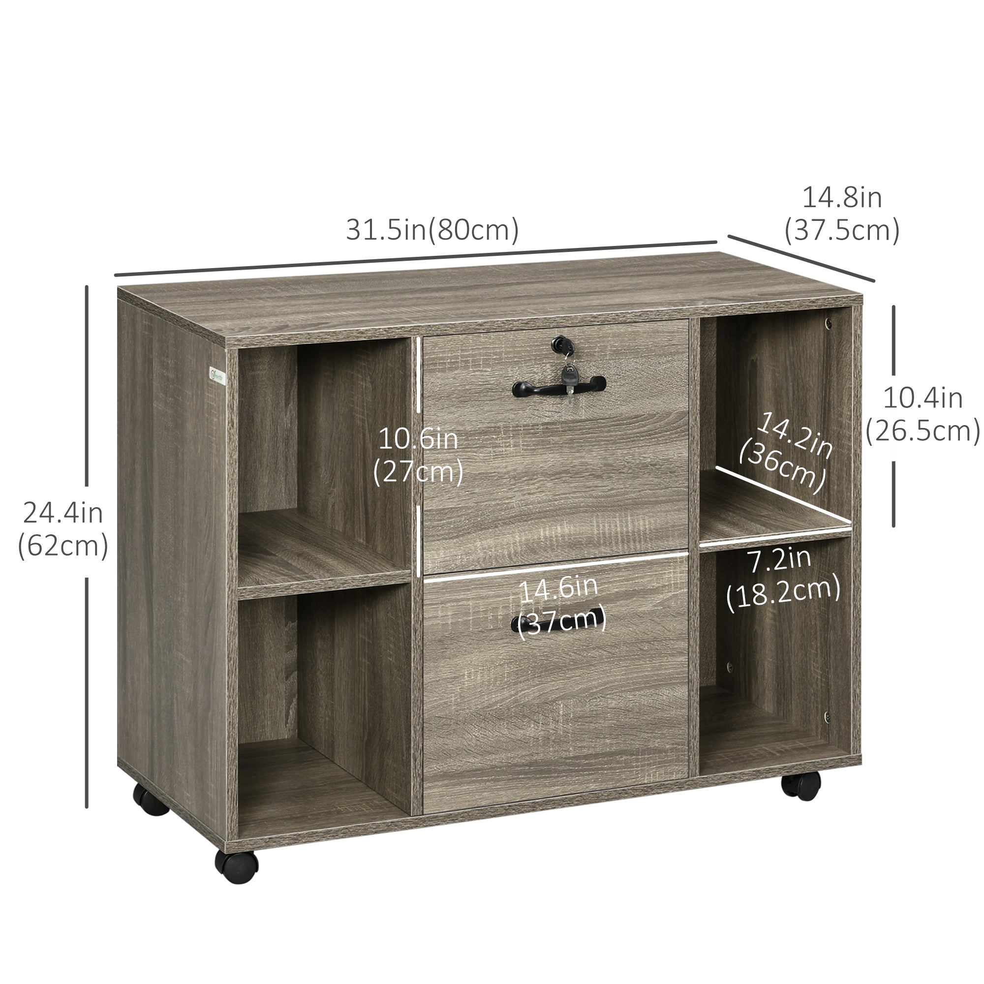 Lateral Filing Cabinet - Mobile Printer Stand Grey-Office Products > Office Furniture > Office Cabinets & Cupboards-DECOROLALA