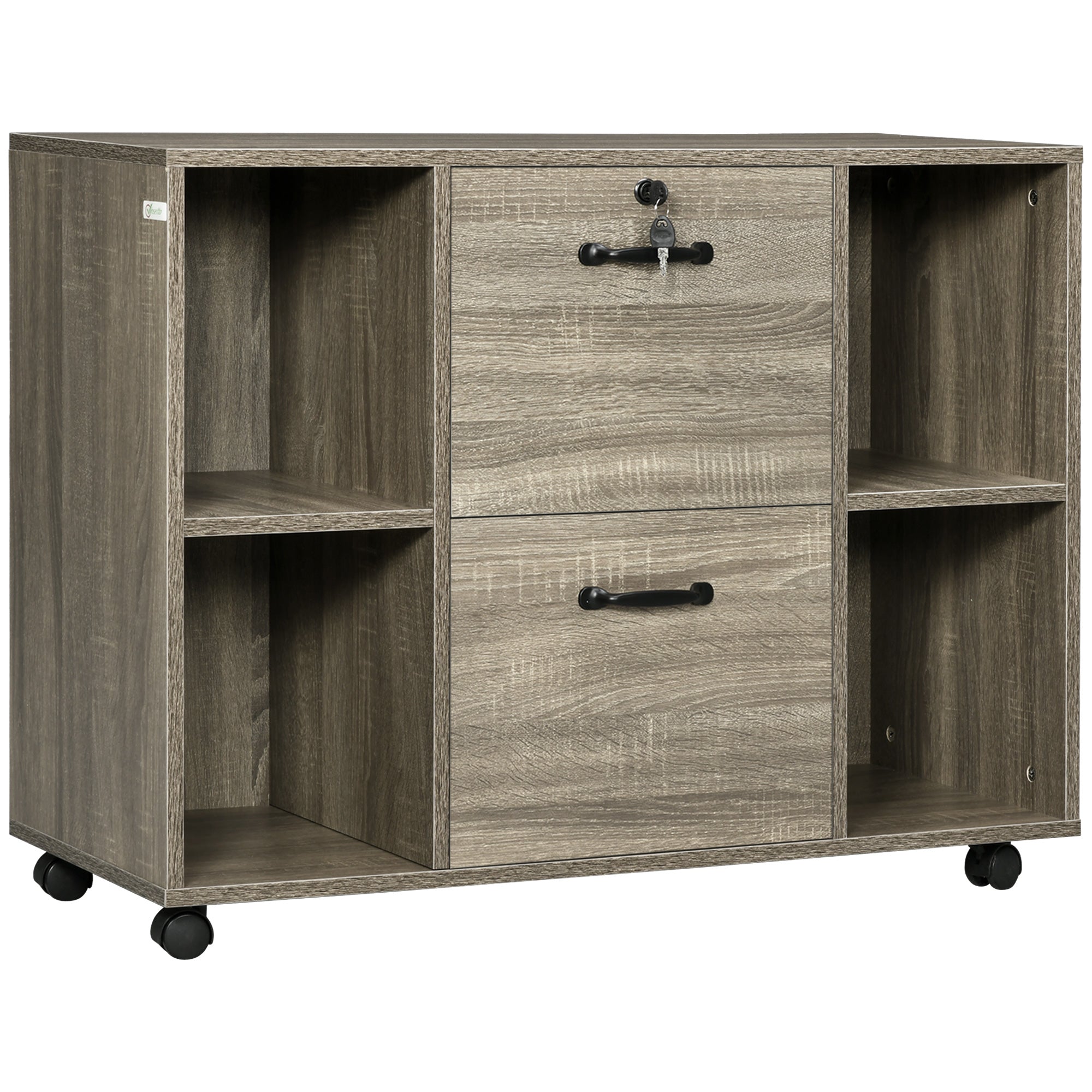 Lateral Filing Cabinet - Mobile Printer Stand Grey-Office Products > Office Furniture > Office Cabinets & Cupboards-DECOROLALA
