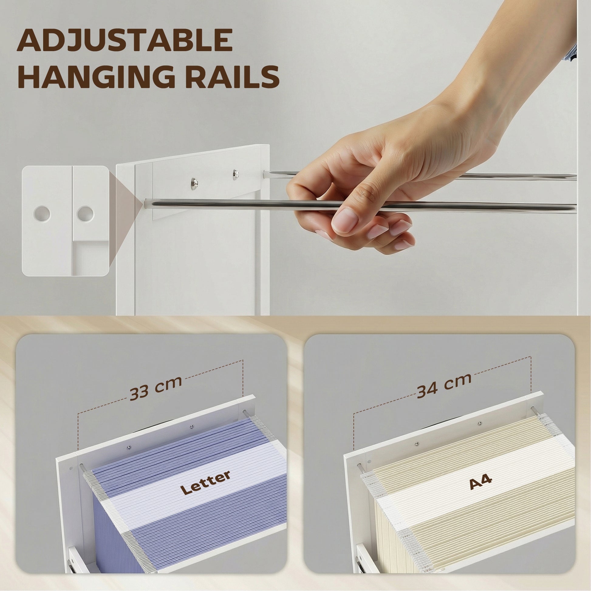 Lateral Filing Cabinet for Letter/A4 Hanging Files, File Cabinet with Open Compartments for Home Office, White-Office Products > Office Furniture > Office Cabinets & Cupboards-DECOROLALA