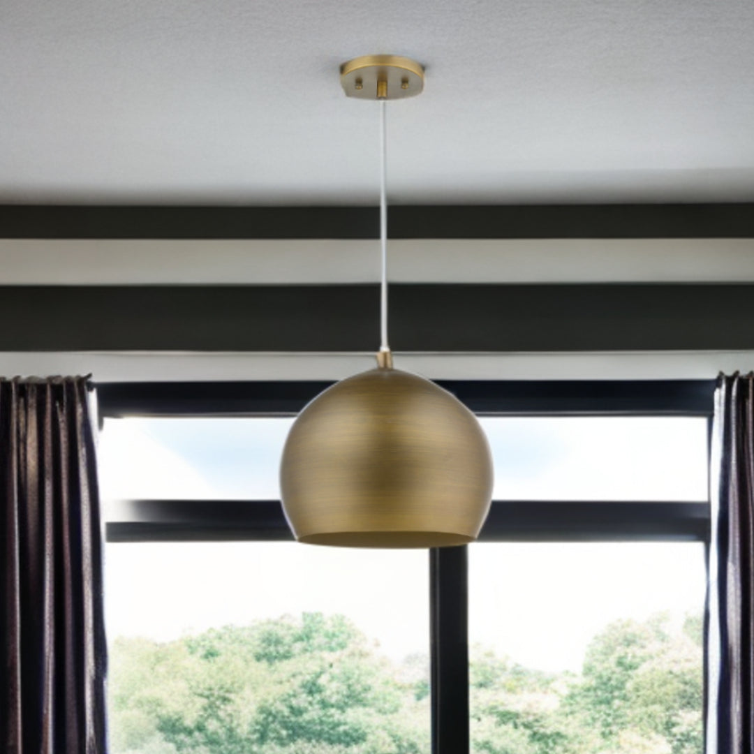 Latitude 1-Light Hand Painted Antique Gold Pendant With Gold Interior Shade-Pendants-Hanging Lights-DECOROLALA