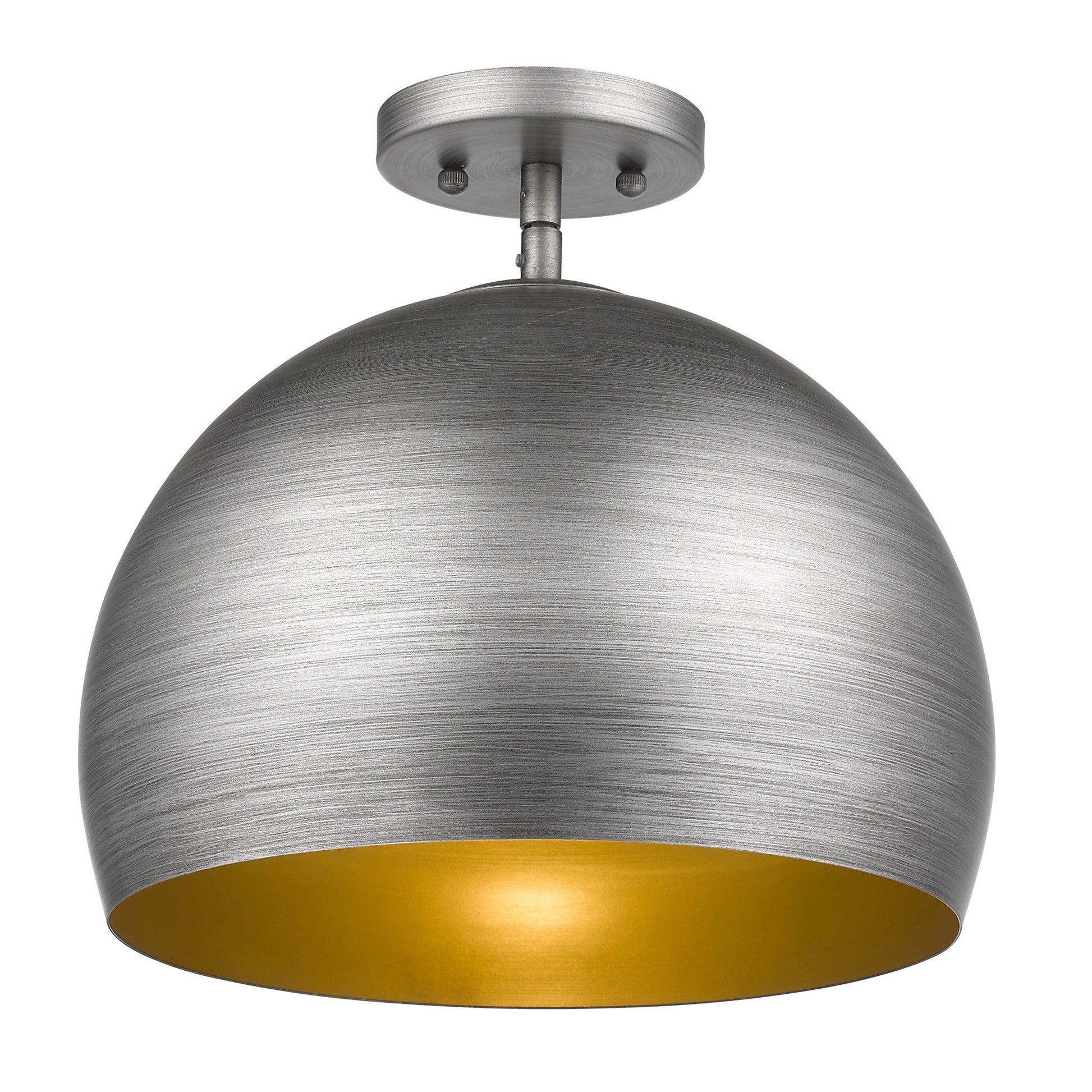 Latitude 1-Light Hand Painted Weathered Pewter Pendant With Gold Interior Shade (13.75")-Pendants-Hanging Lights-DECOROLALA