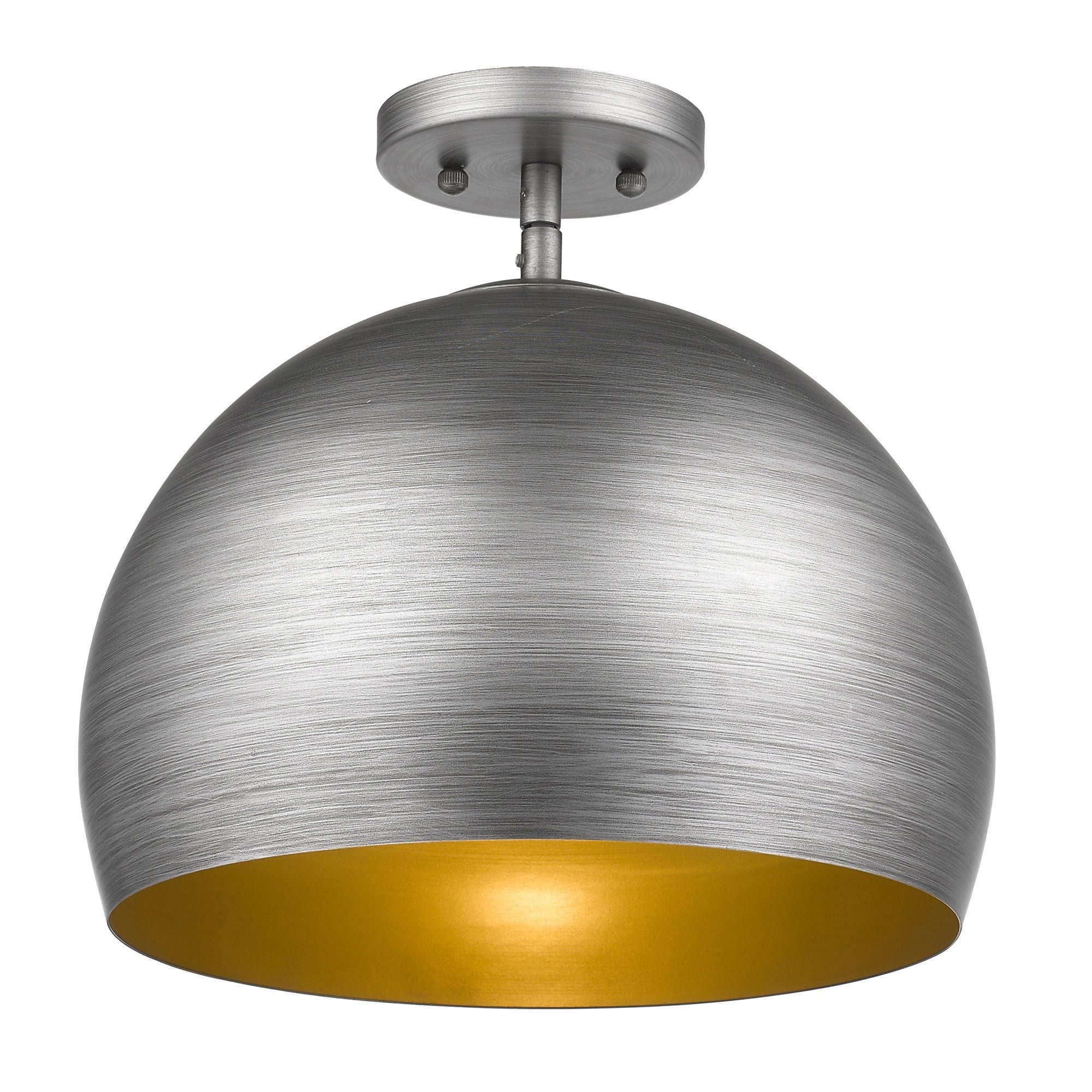 Latitude 1-Light Hand Painted Weathered Pewter Pendant With Gold Interior Shade (13.75")-Pendants-Hanging Lights-DECOROLALA
