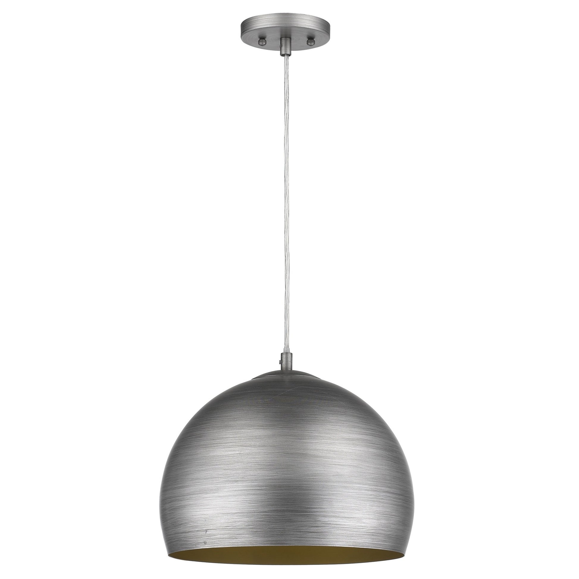 Latitude 1-Light Hand Painted Weathered Pewter Pendant With Gold Interior Shade (13.75")-Pendants-Hanging Lights-DECOROLALA