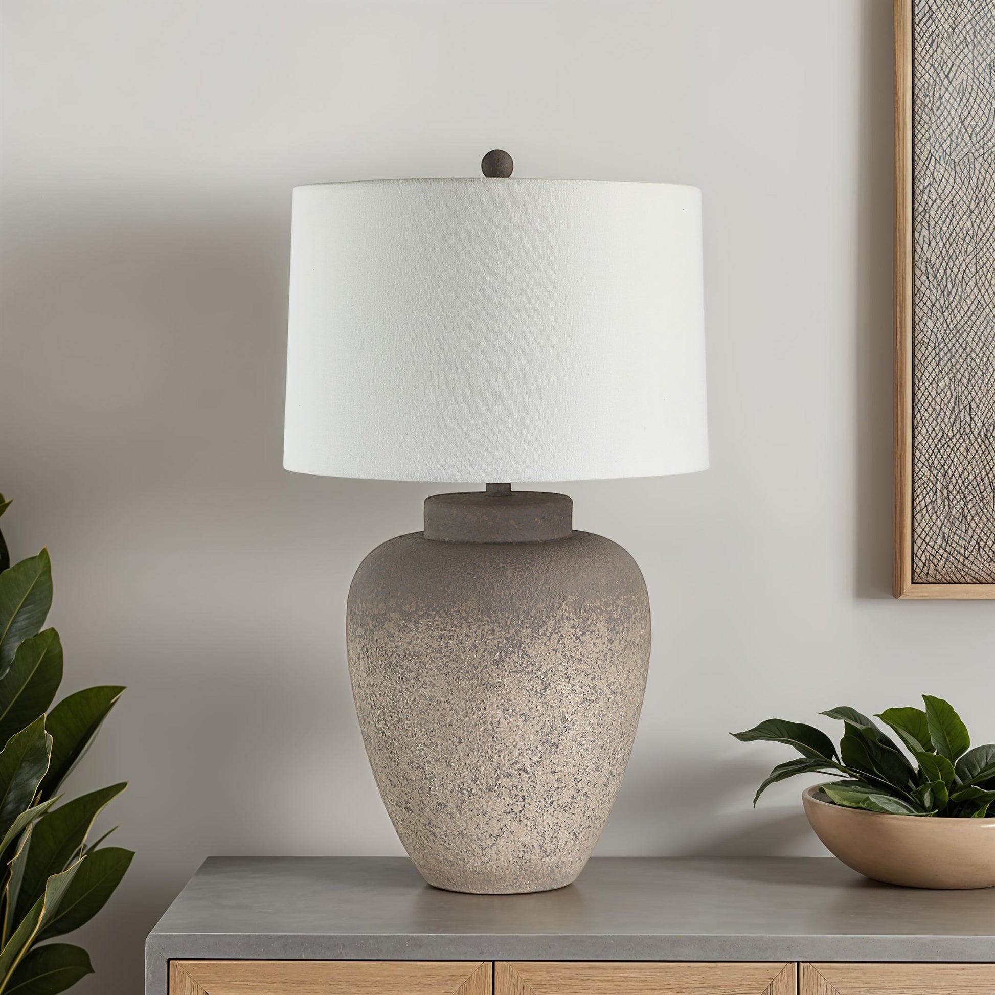 Lattuga 28.5" Table Lamp, Cream Linen Shade-Table Lamp-DECOROLALA