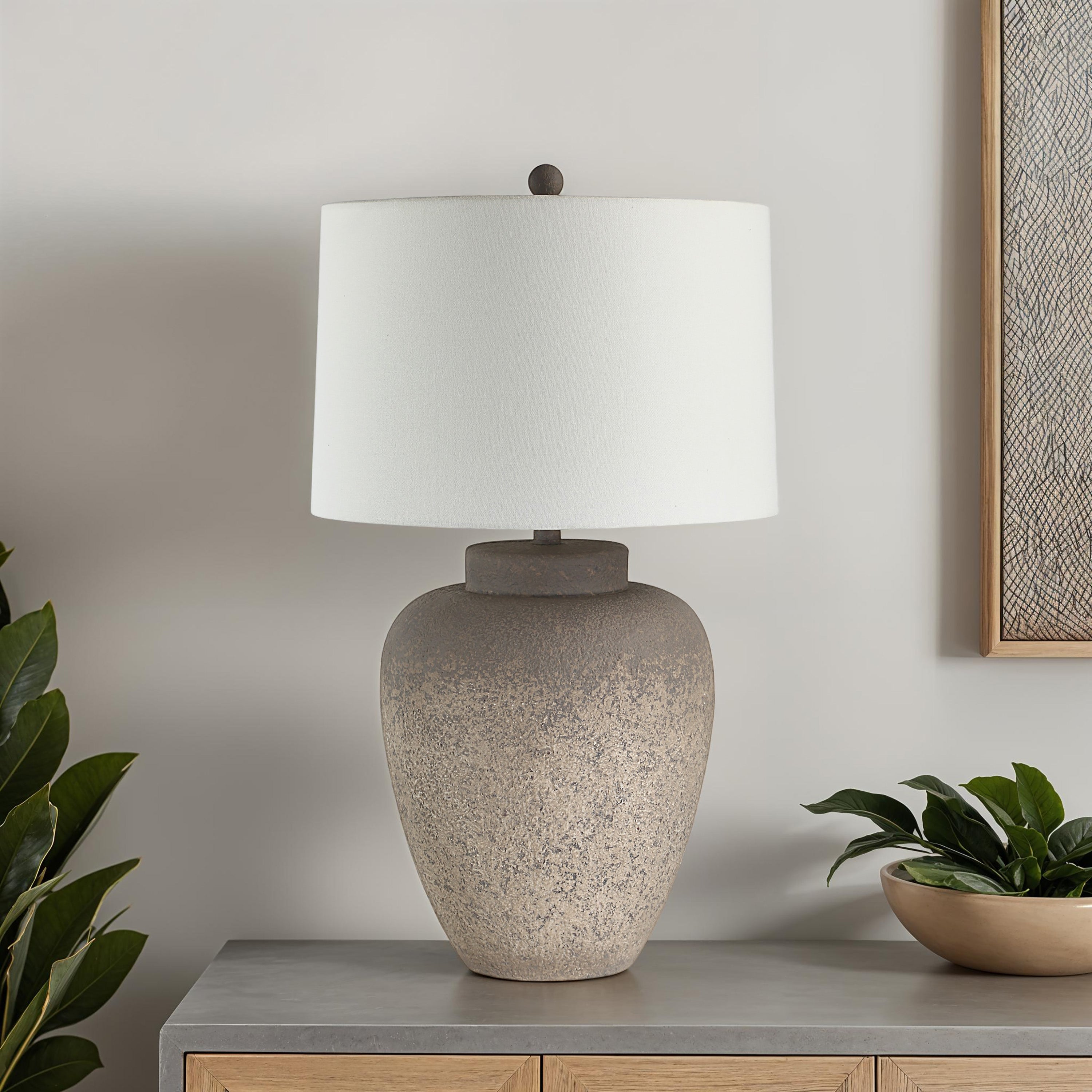 Lattuga 28.5" Table Lamp, Cream Linen Shade-Table Lamp-DECOROLALA