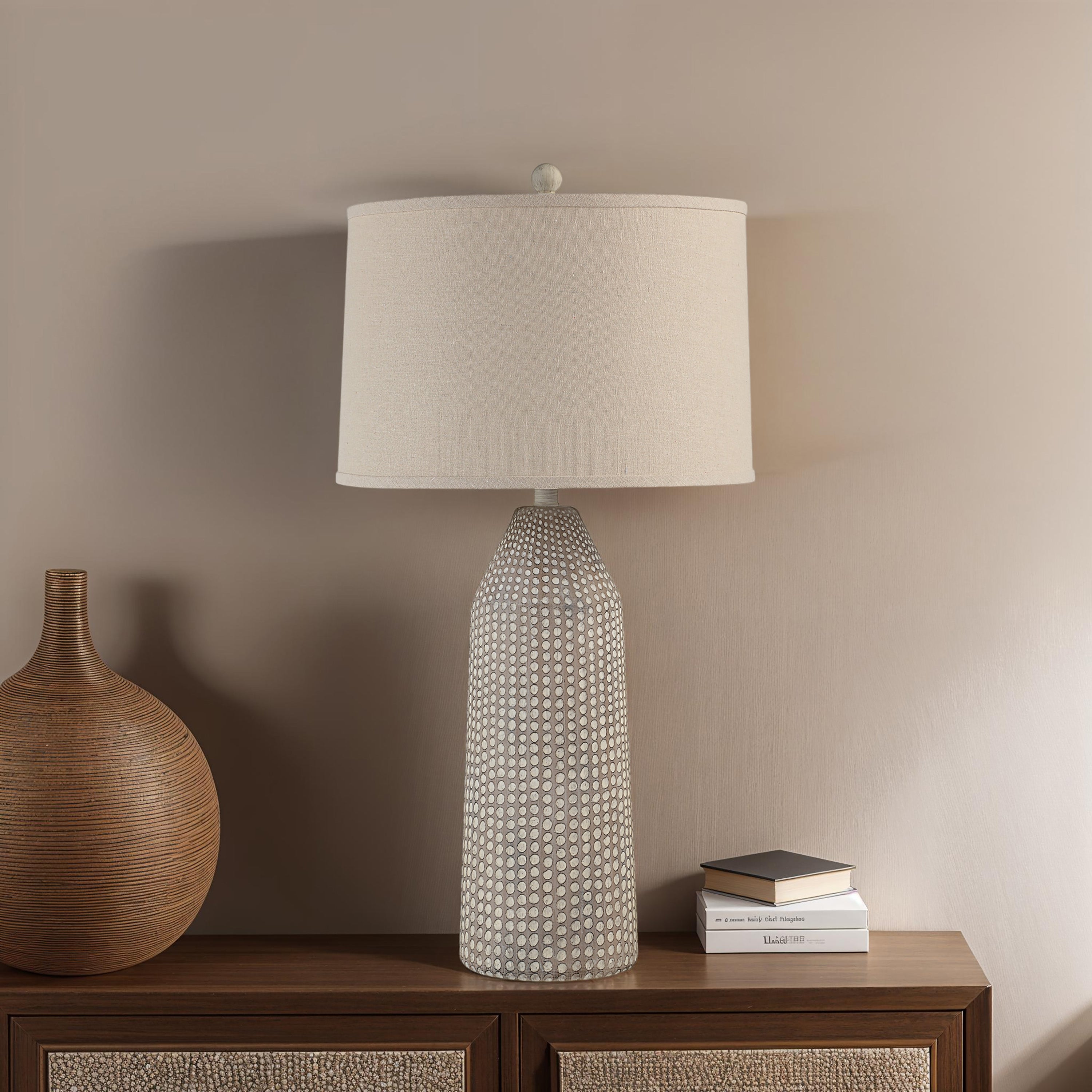 Lattuga Table Lamp 32.5" Cream Earthenware-Table Lamp-DECOROLALA