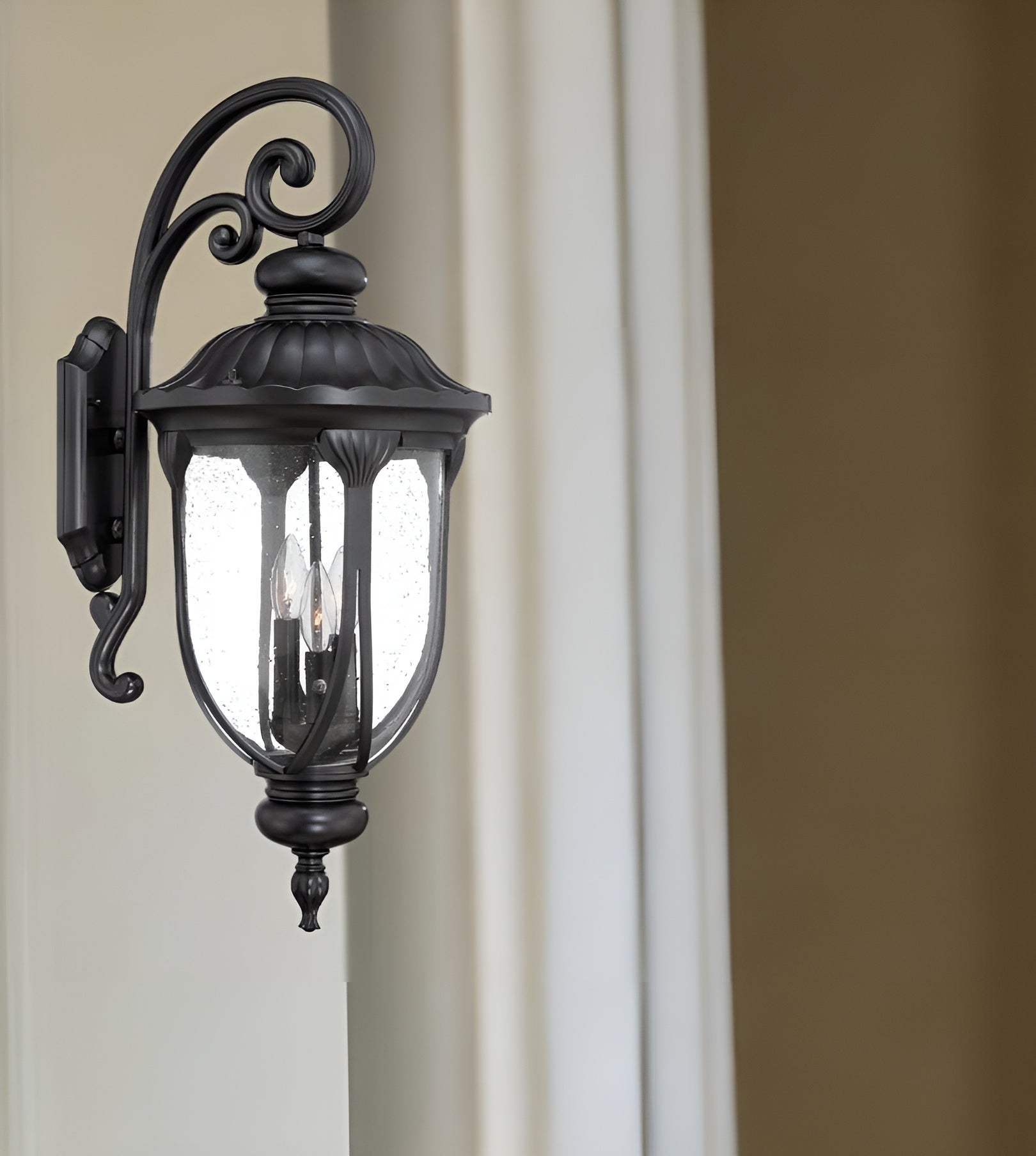Laurens 3-Light Matte Black Wall Light-Outdoor Lighting-DECOROLALA