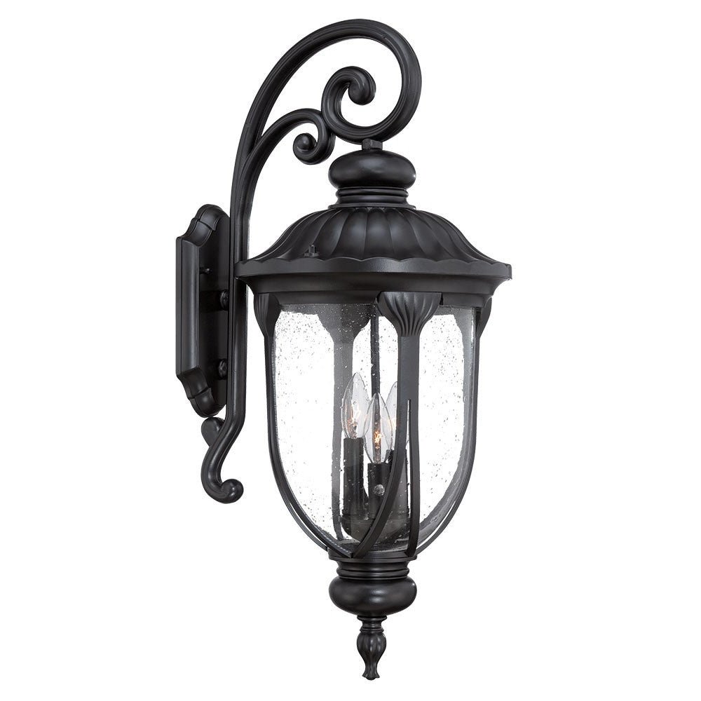 Laurens 3-Light Matte Black Wall Light-Outdoor Lighting-DECOROLALA