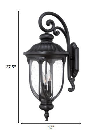 Laurens 3-Light Matte Black Wall Light-Outdoor Lighting-DECOROLALA