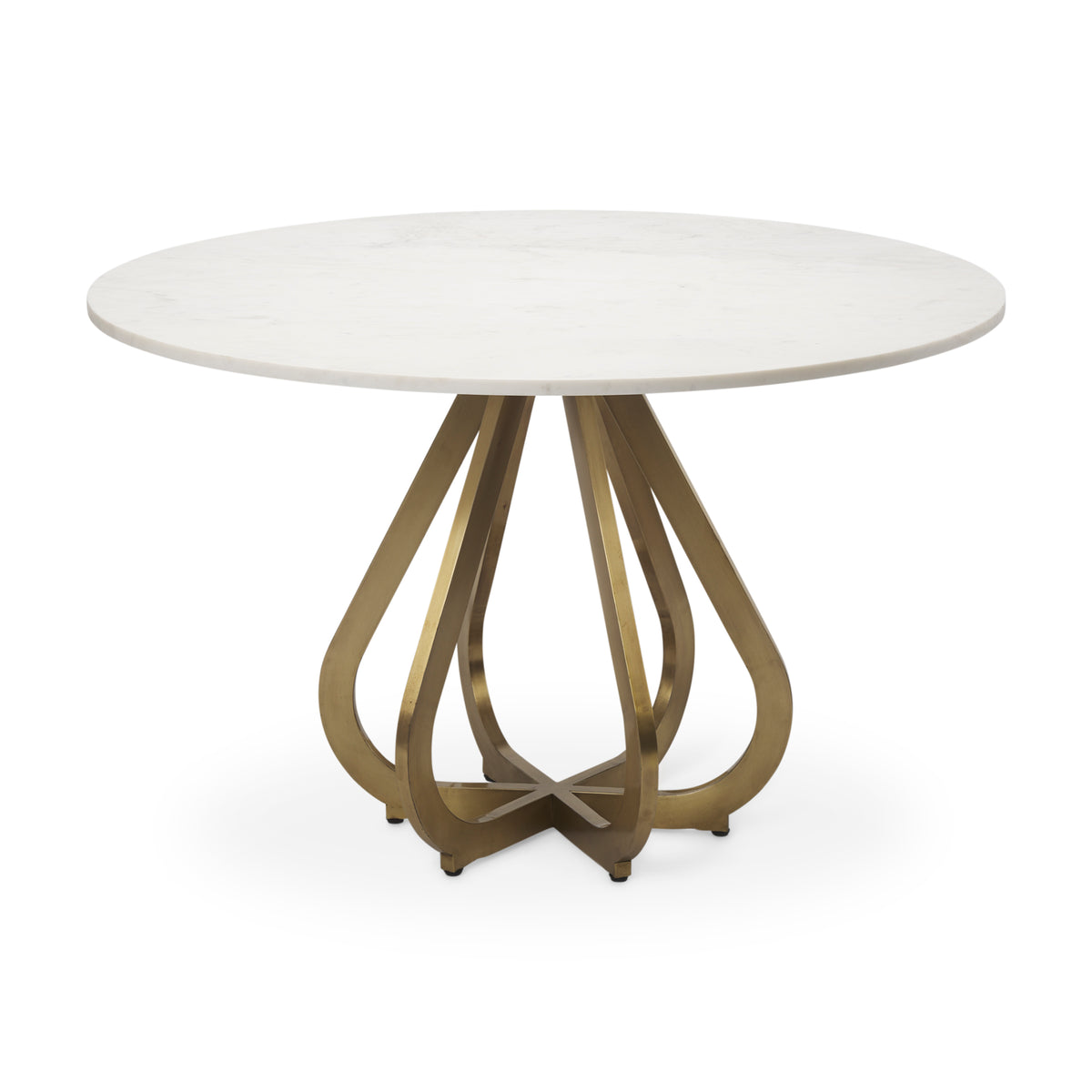 Laurent 48"L x 48"W Dining Table | Modern | White Marble & Gold Metal | Seats 4-Dining Tables-DECOROLALA