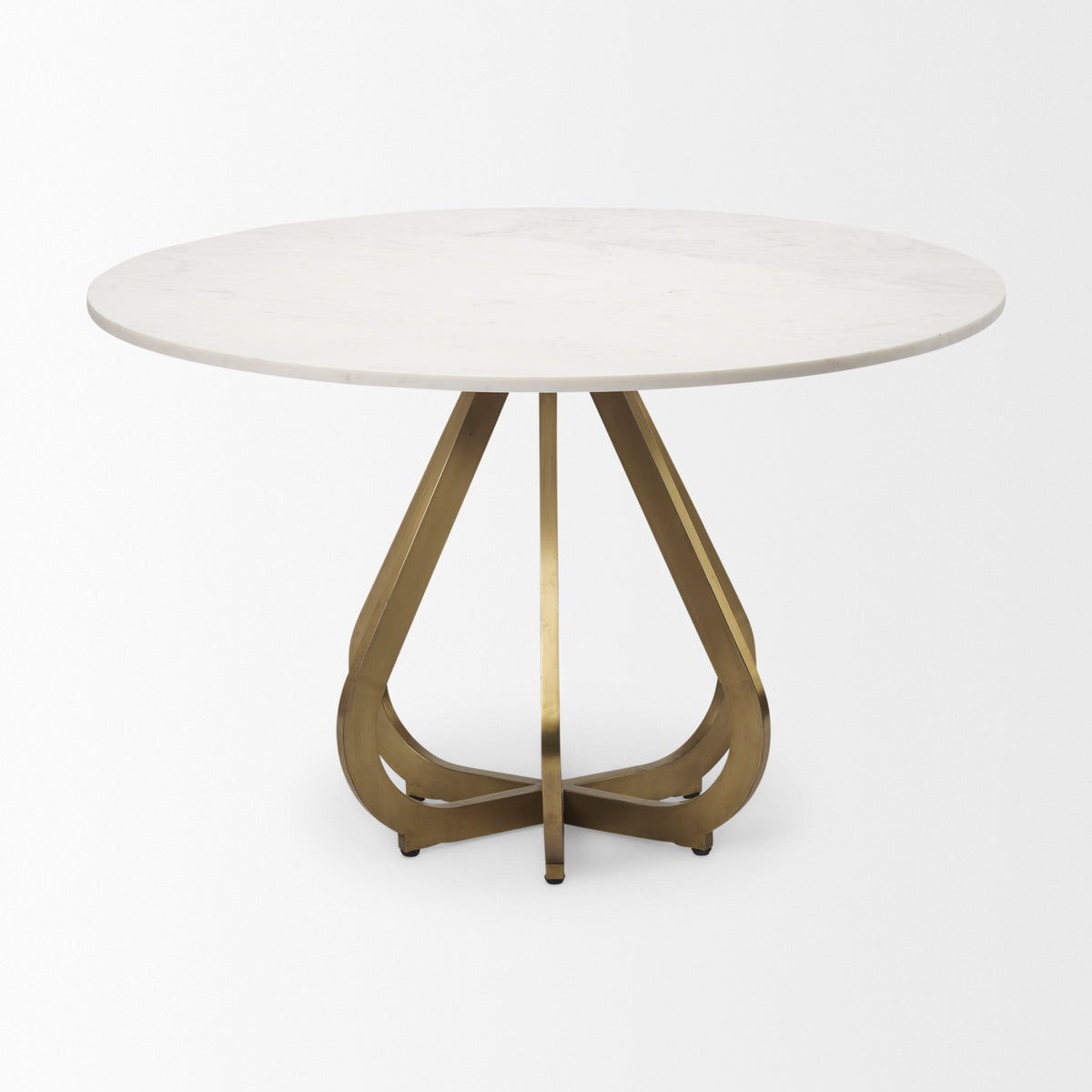 Laurent 48"L x 48"W Dining Table | Modern | White Marble & Gold Metal | Seats 4-Dining Tables-DECOROLALA
