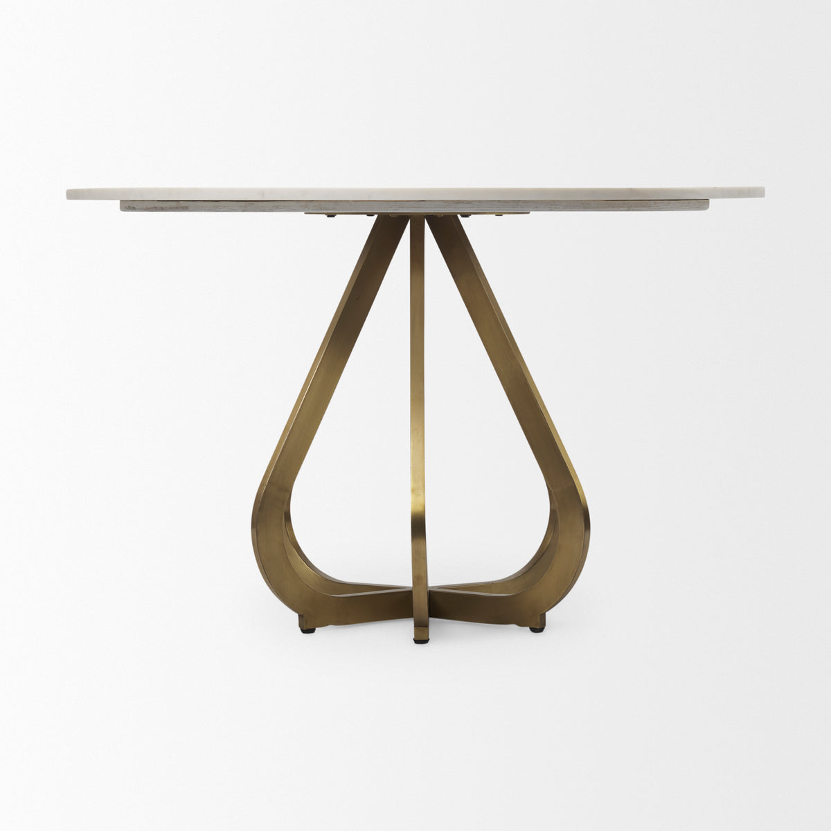 Laurent 48"L x 48"W Dining Table | Modern | White Marble & Gold Metal | Seats 4-Dining Tables-DECOROLALA