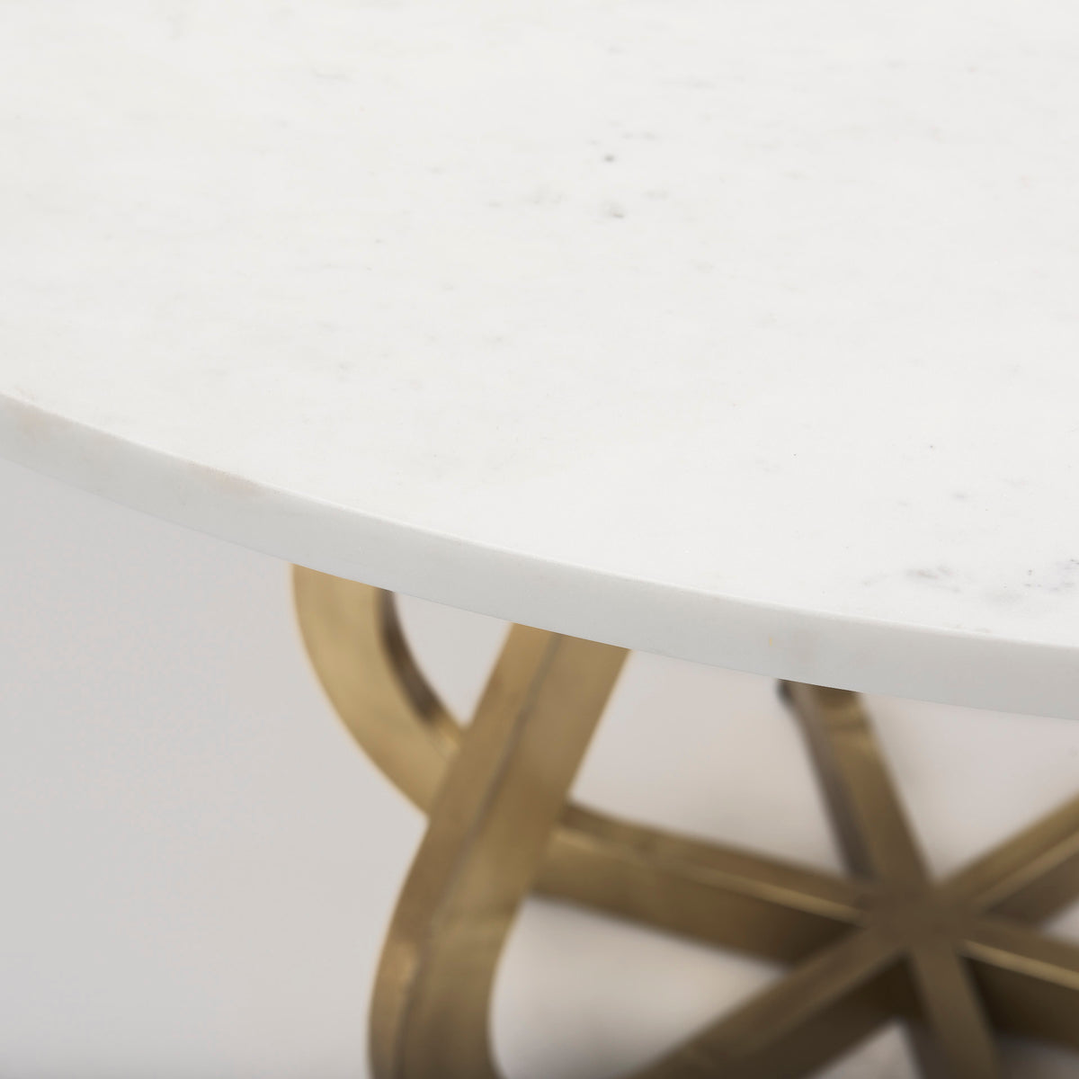 Laurent 48"L x 48"W Dining Table | Modern | White Marble & Gold Metal | Seats 4-Dining Tables-DECOROLALA