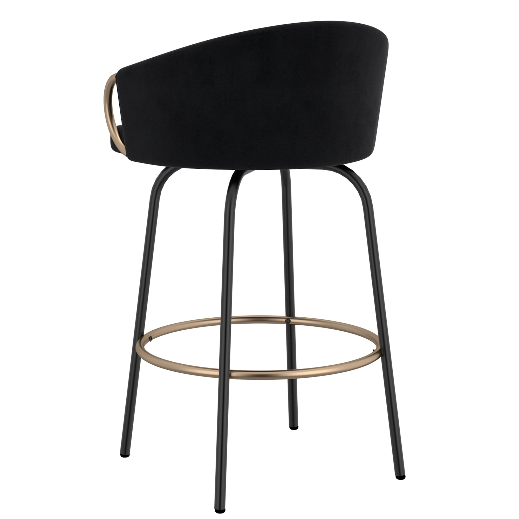 Lavo 26" Counter Stool - Black Velvet with Gold Accents-DECOROLALA