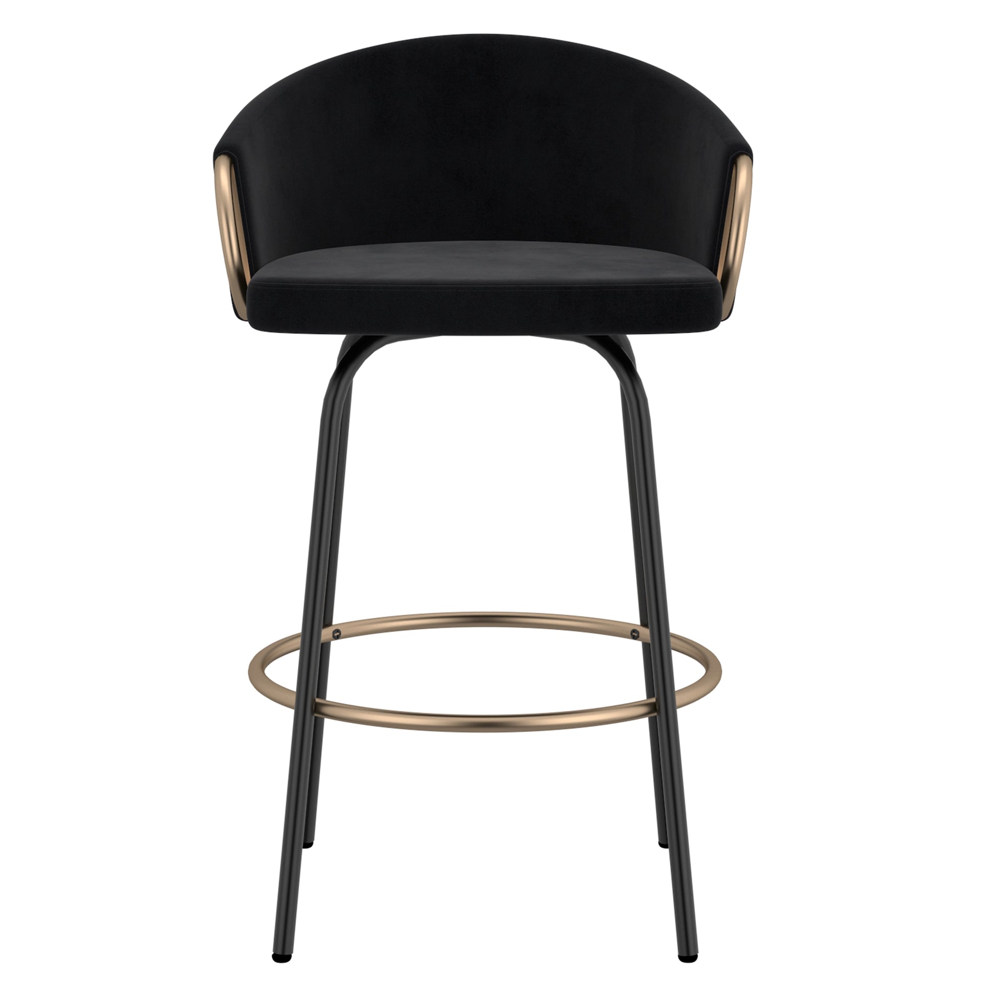 Lavo 26" Counter Stool - Black Velvet with Gold Accents-DECOROLALA