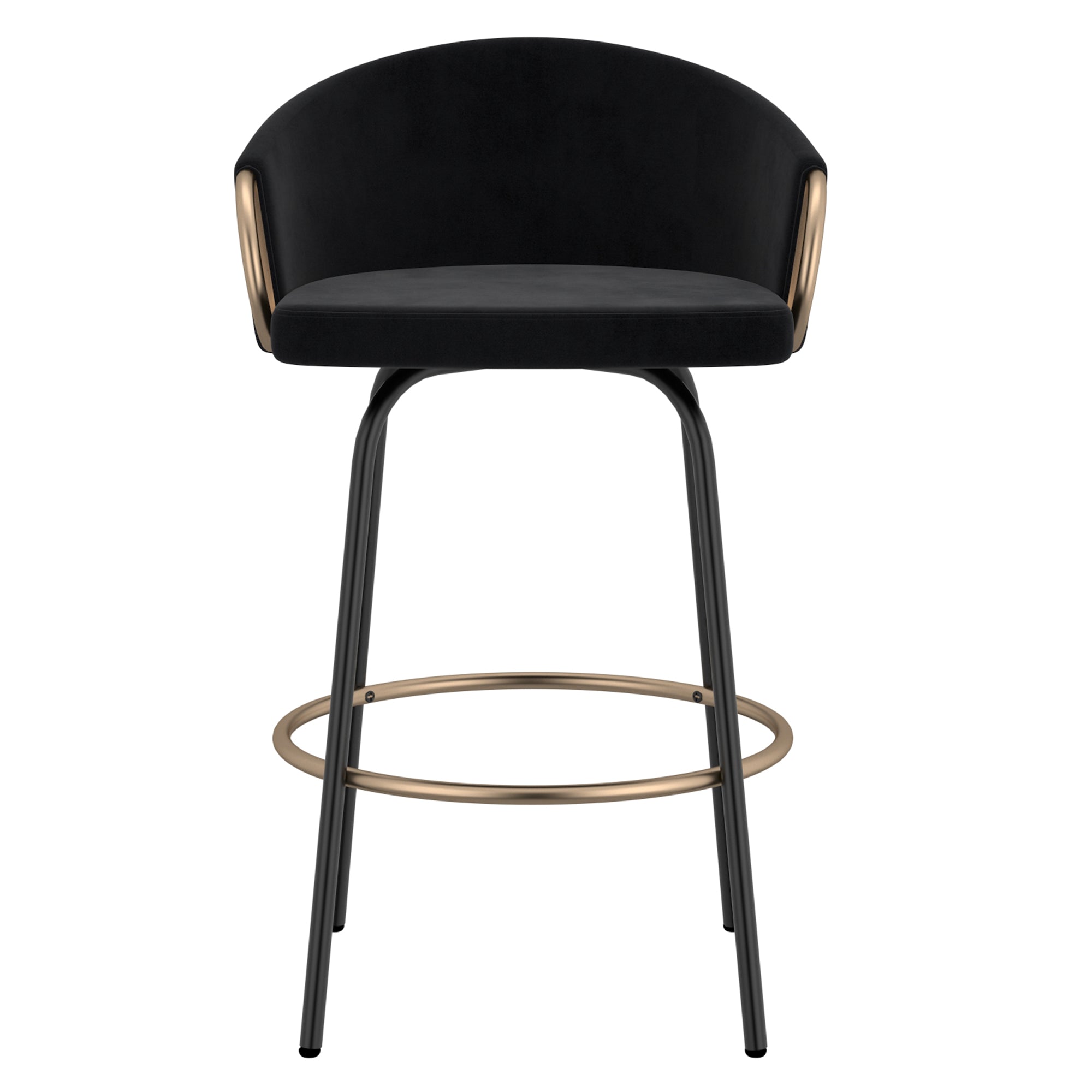 Lavo 26" Counter Stool - Black Velvet with Gold Accents-DECOROLALA
