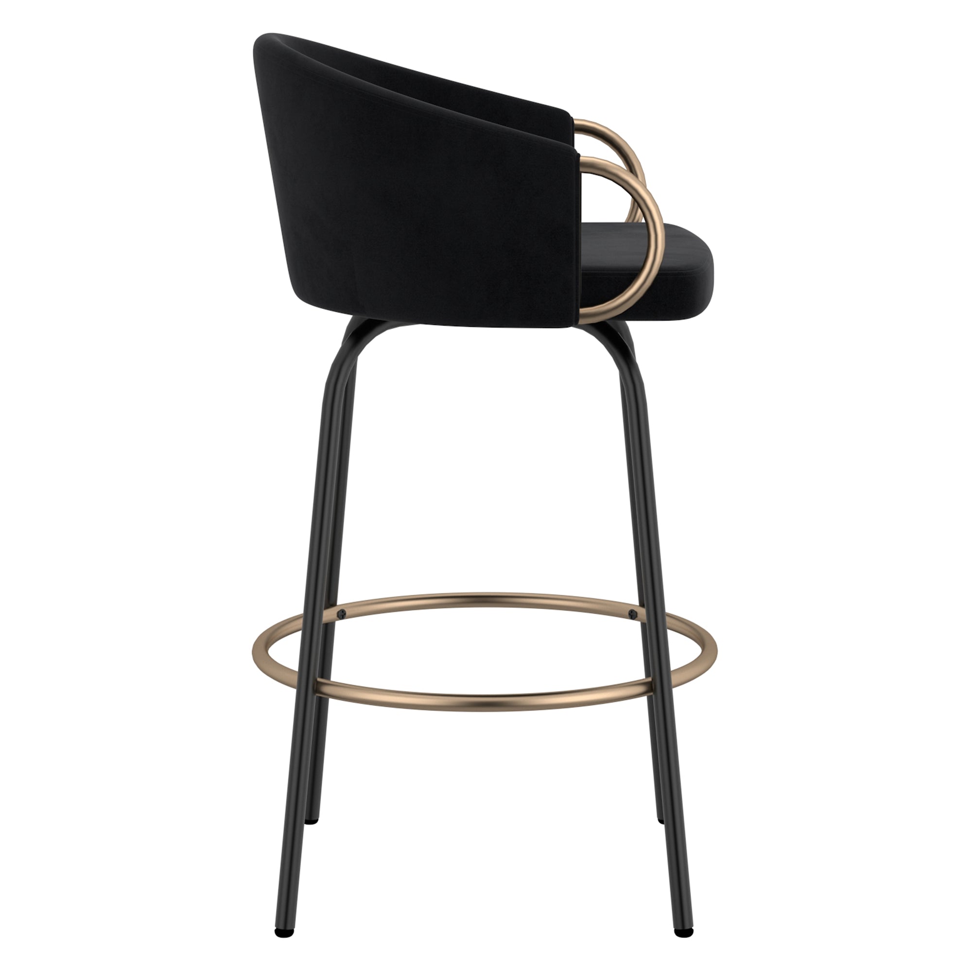 Lavo 26" Counter Stool - Black Velvet with Gold Accents-DECOROLALA