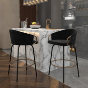 Lavo 26" Counter Stool - Black Velvet with Gold Accents-DECOROLALA