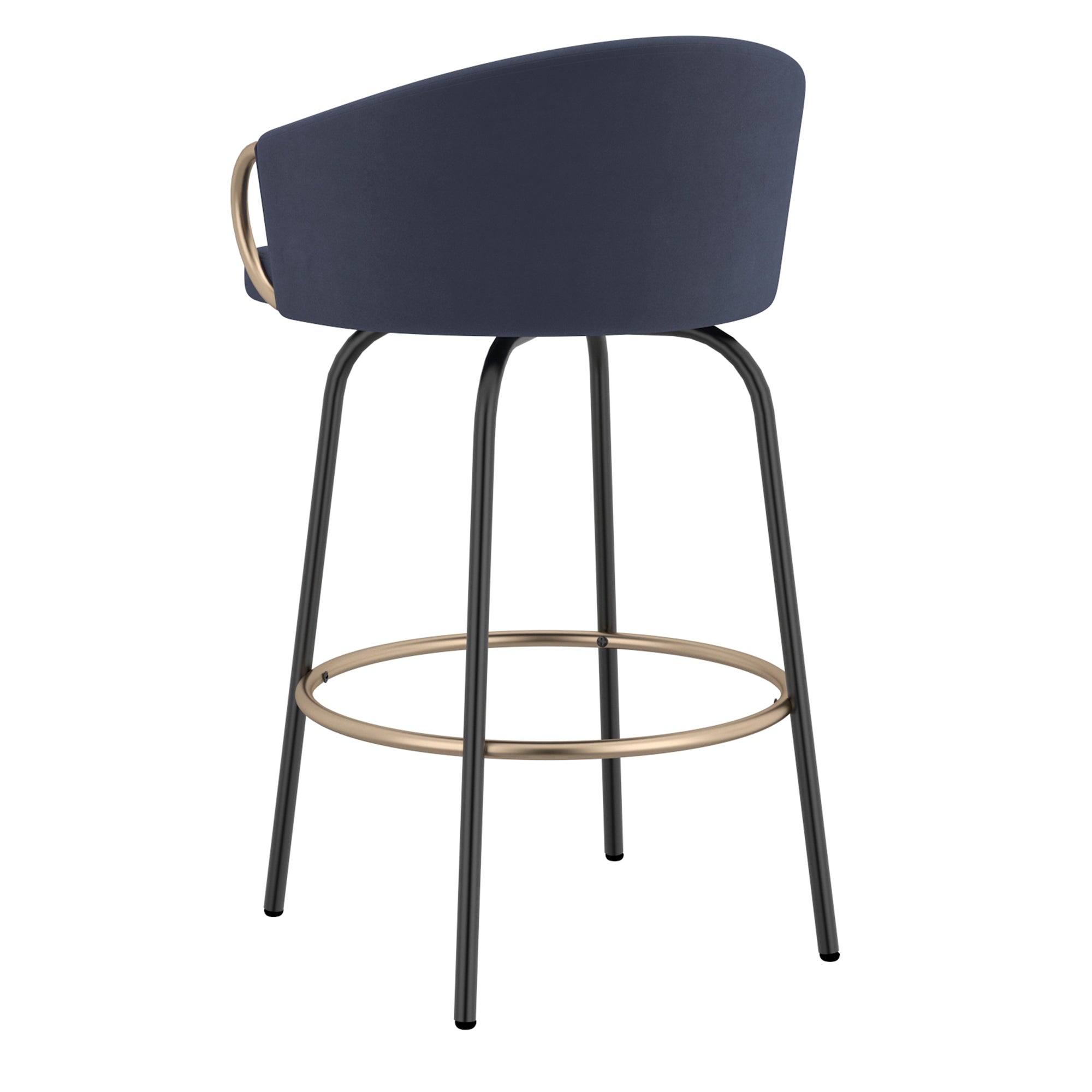 Lavo 26" Counter Stool - Blue Velvet with Gold Accents-DECOROLALA