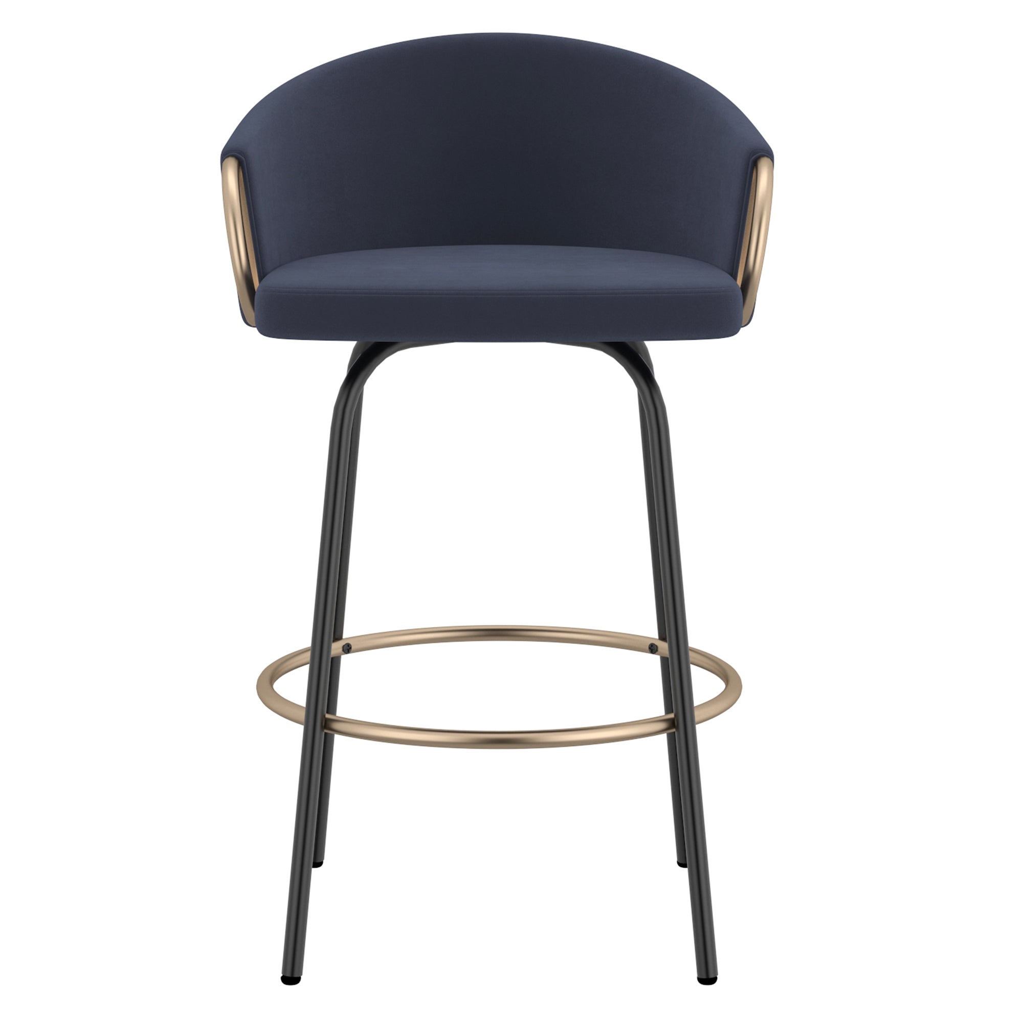 Lavo 26" Counter Stool - Blue Velvet with Gold Accents-DECOROLALA
