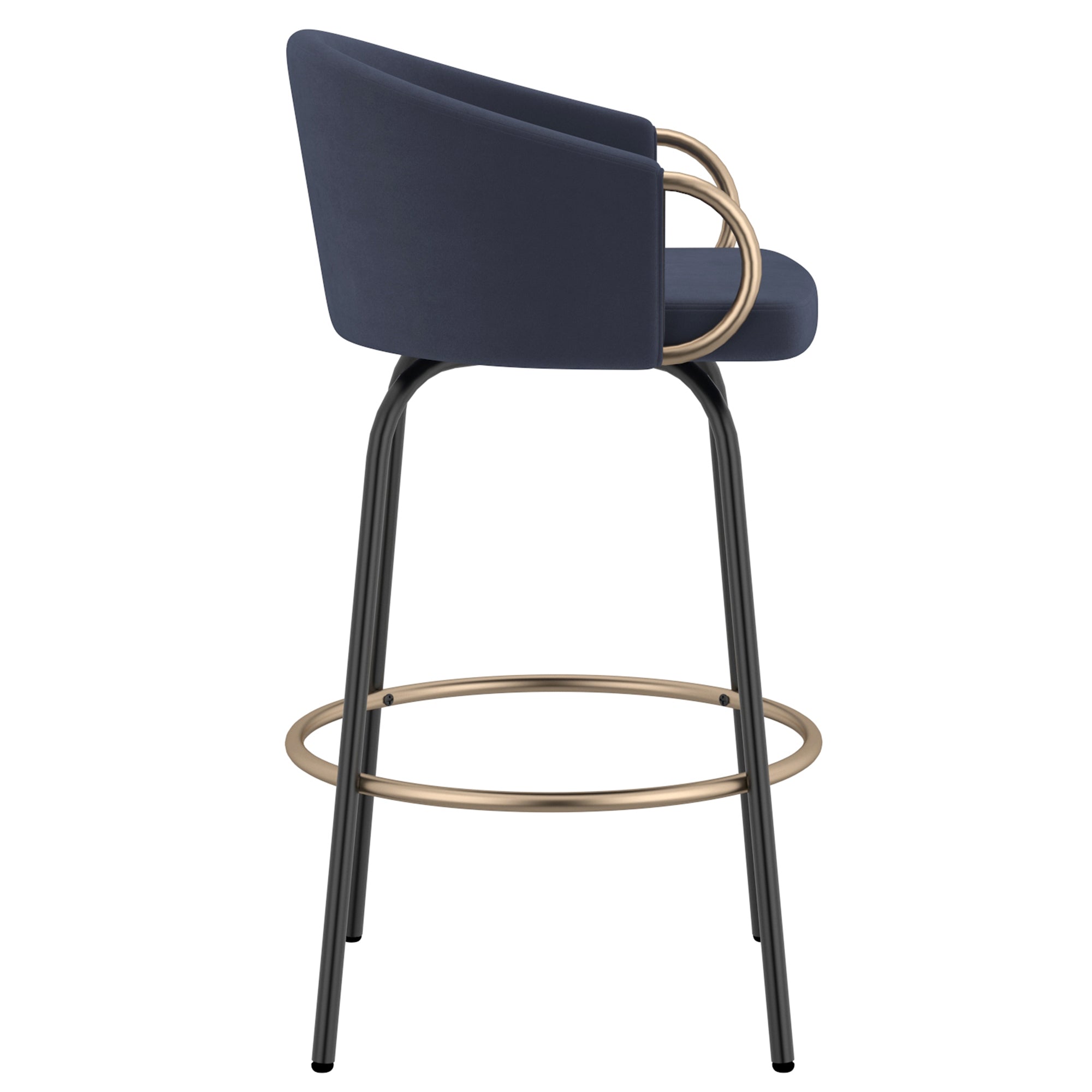Lavo 26" Counter Stool - Blue Velvet with Gold Accents-DECOROLALA