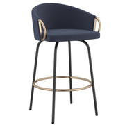 Lavo 26" Counter Stool - Blue Velvet with Gold Accents-DECOROLALA
