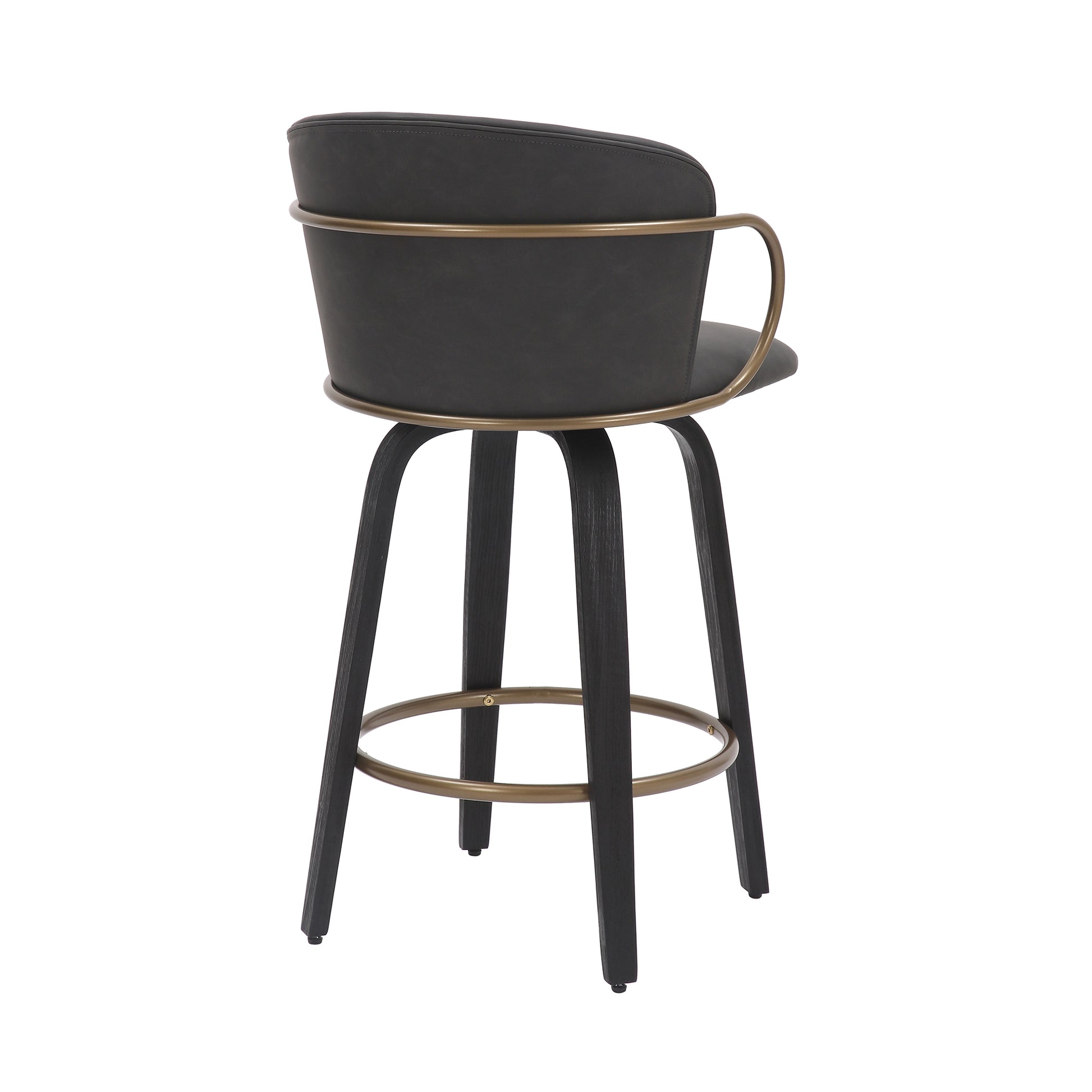 Lawson 26" Counter Stool - Charcoal Faux Leather & Gold-DECOROLALA