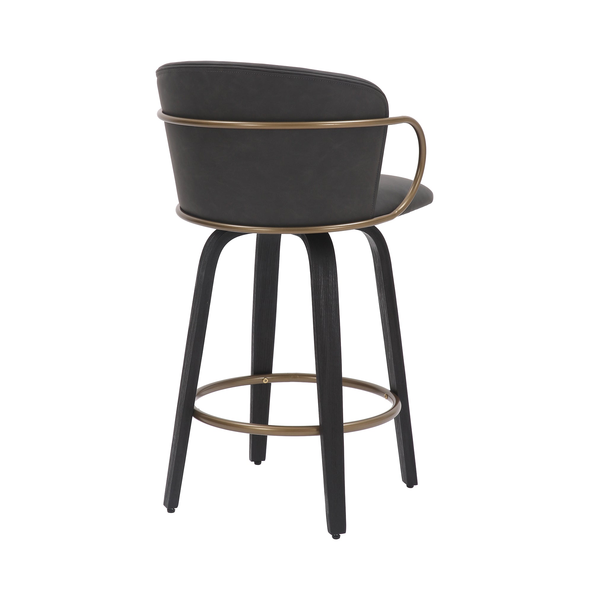 Lawson 26" Counter Stool - Charcoal Faux Leather & Gold-DECOROLALA