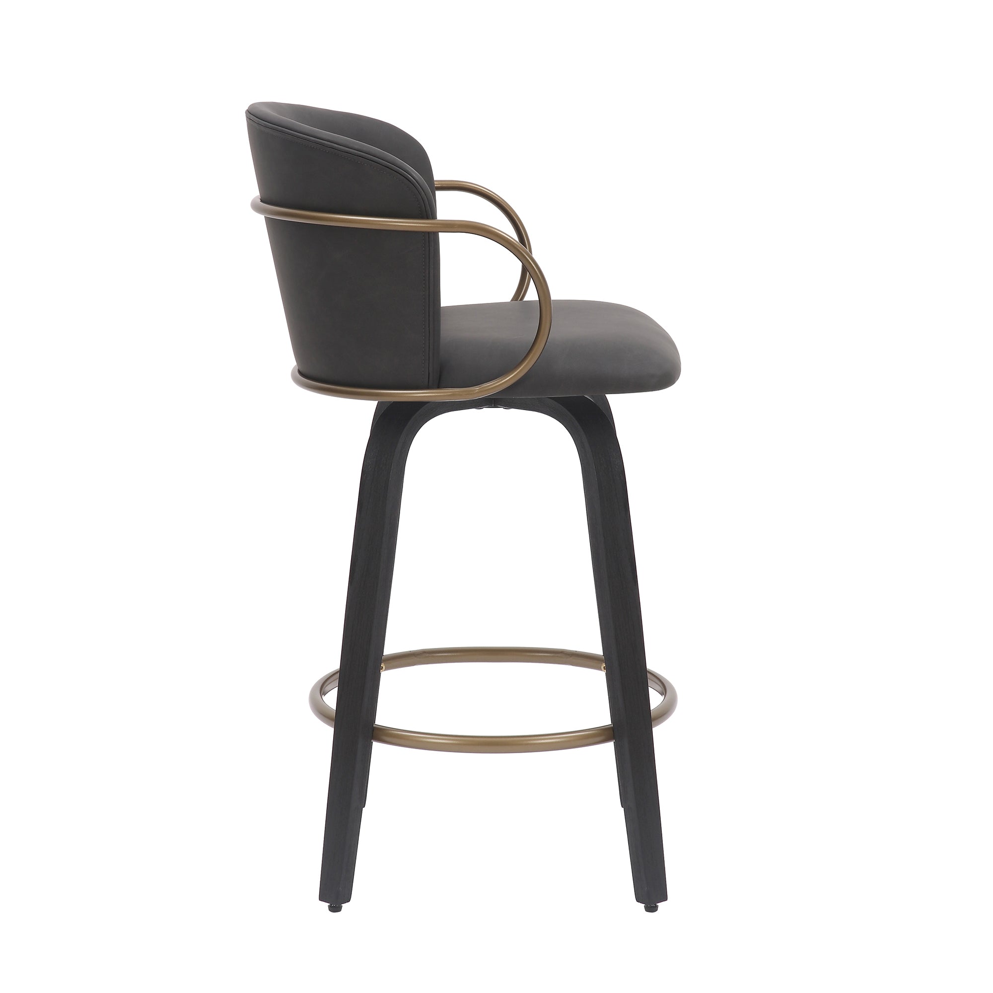 Lawson 26" Counter Stool - Charcoal Faux Leather & Gold-DECOROLALA