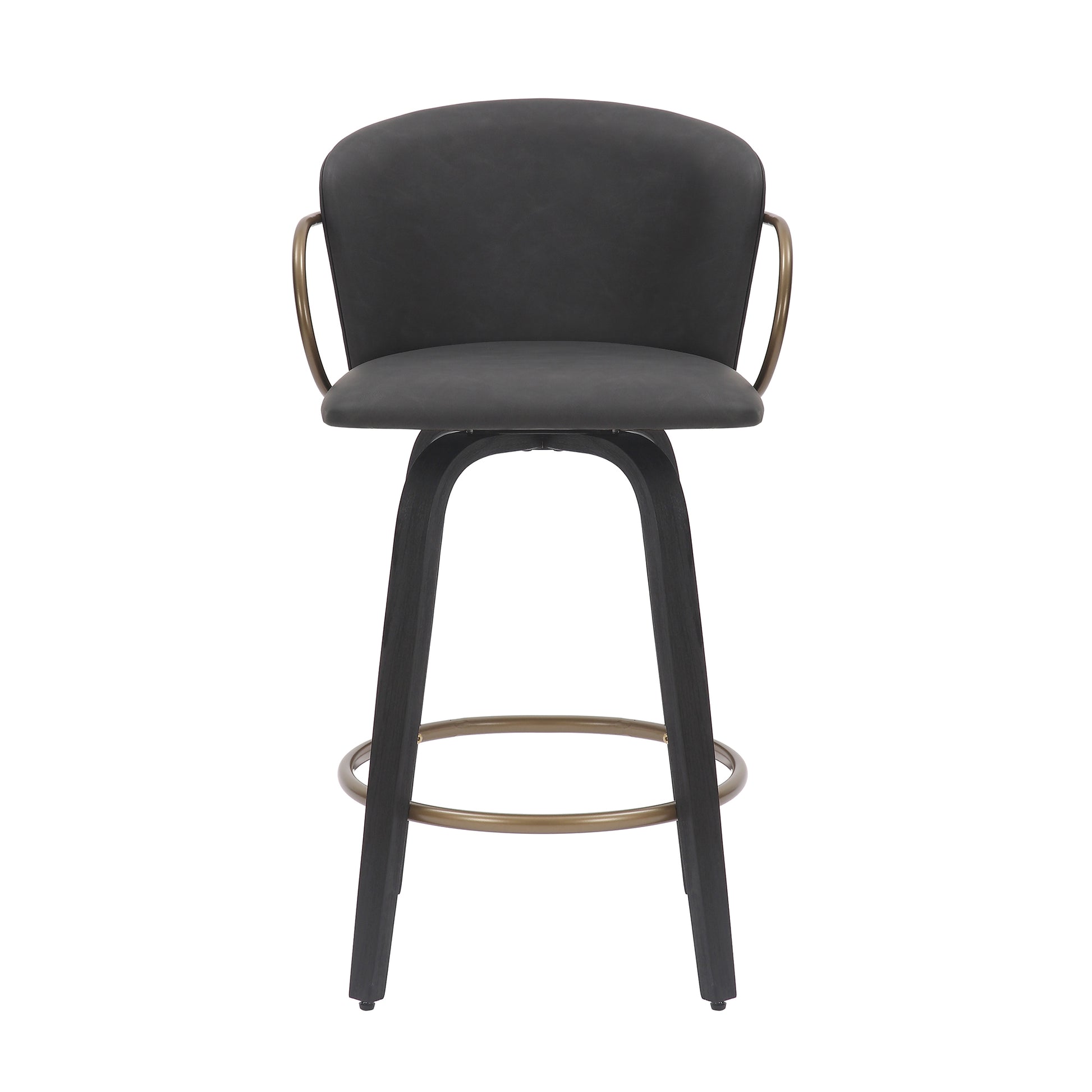 Lawson 26" Counter Stool - Charcoal Faux Leather & Gold-DECOROLALA