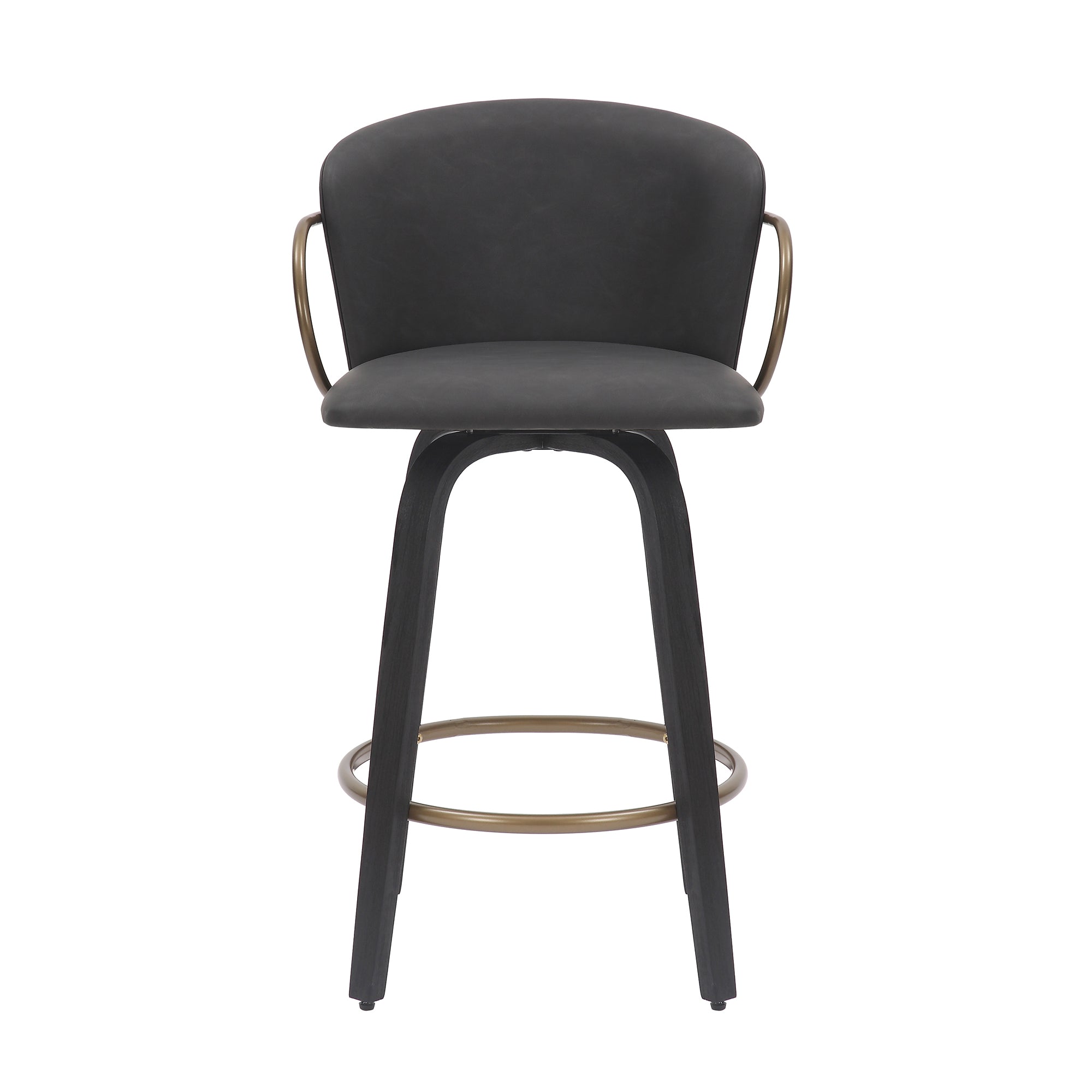 Lawson 26" Counter Stool - Charcoal Faux Leather & Gold-DECOROLALA