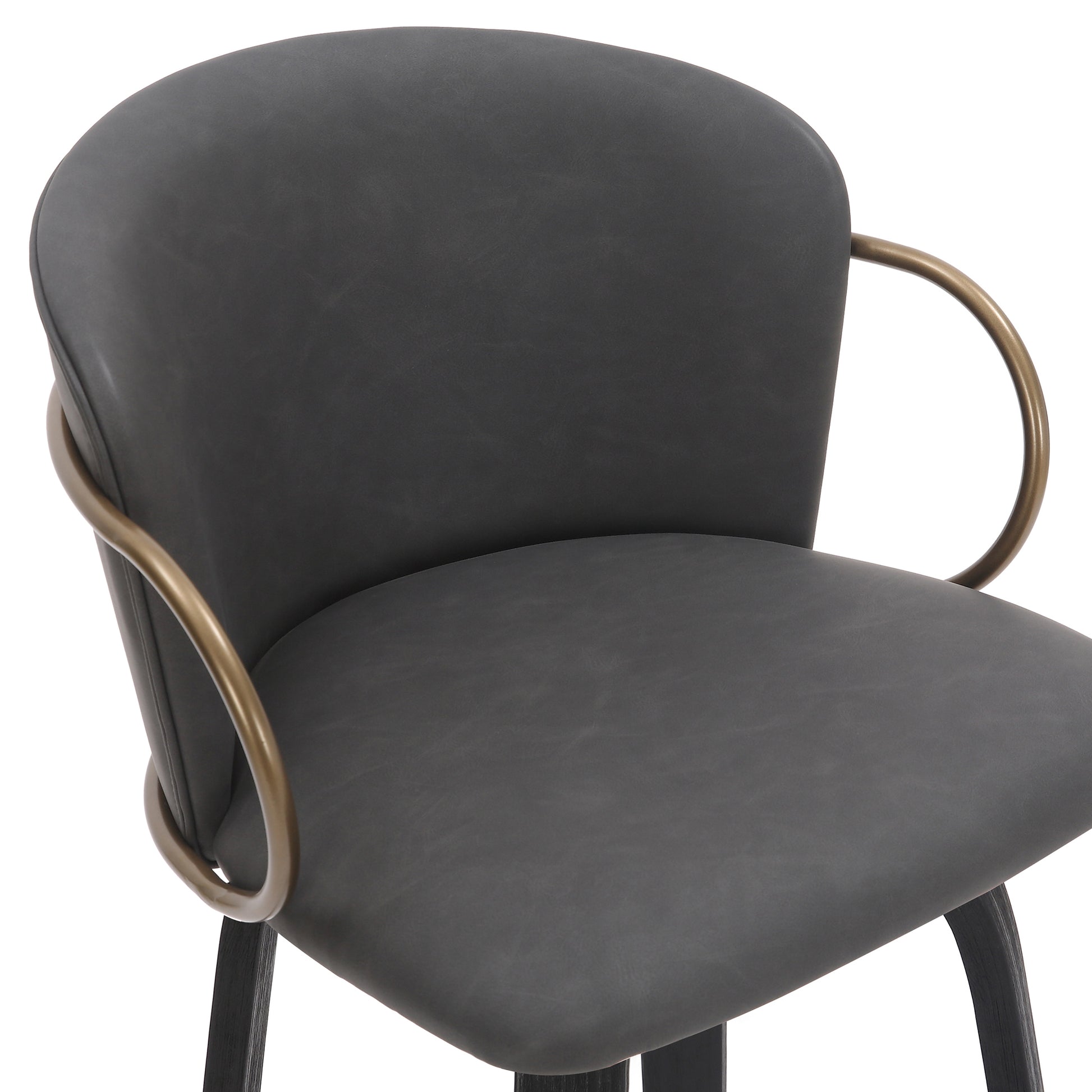 Lawson 26" Counter Stool - Charcoal Faux Leather & Gold-DECOROLALA