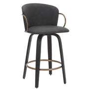 Lawson 26" Counter Stool - Charcoal Faux Leather & Gold-DECOROLALA