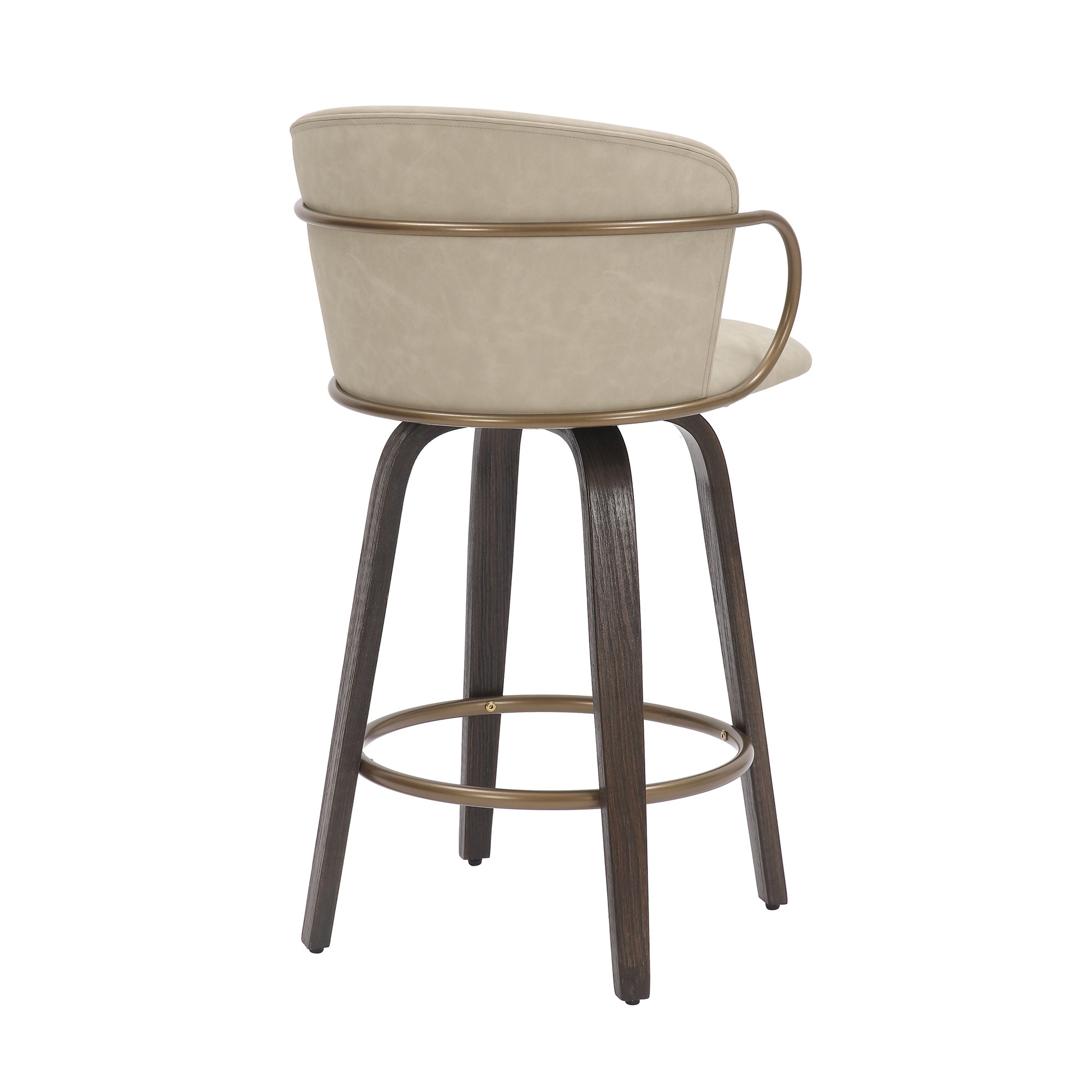 Lawson 26" Counter Stool - Ivory Faux Leather and Gold-DECOROLALA