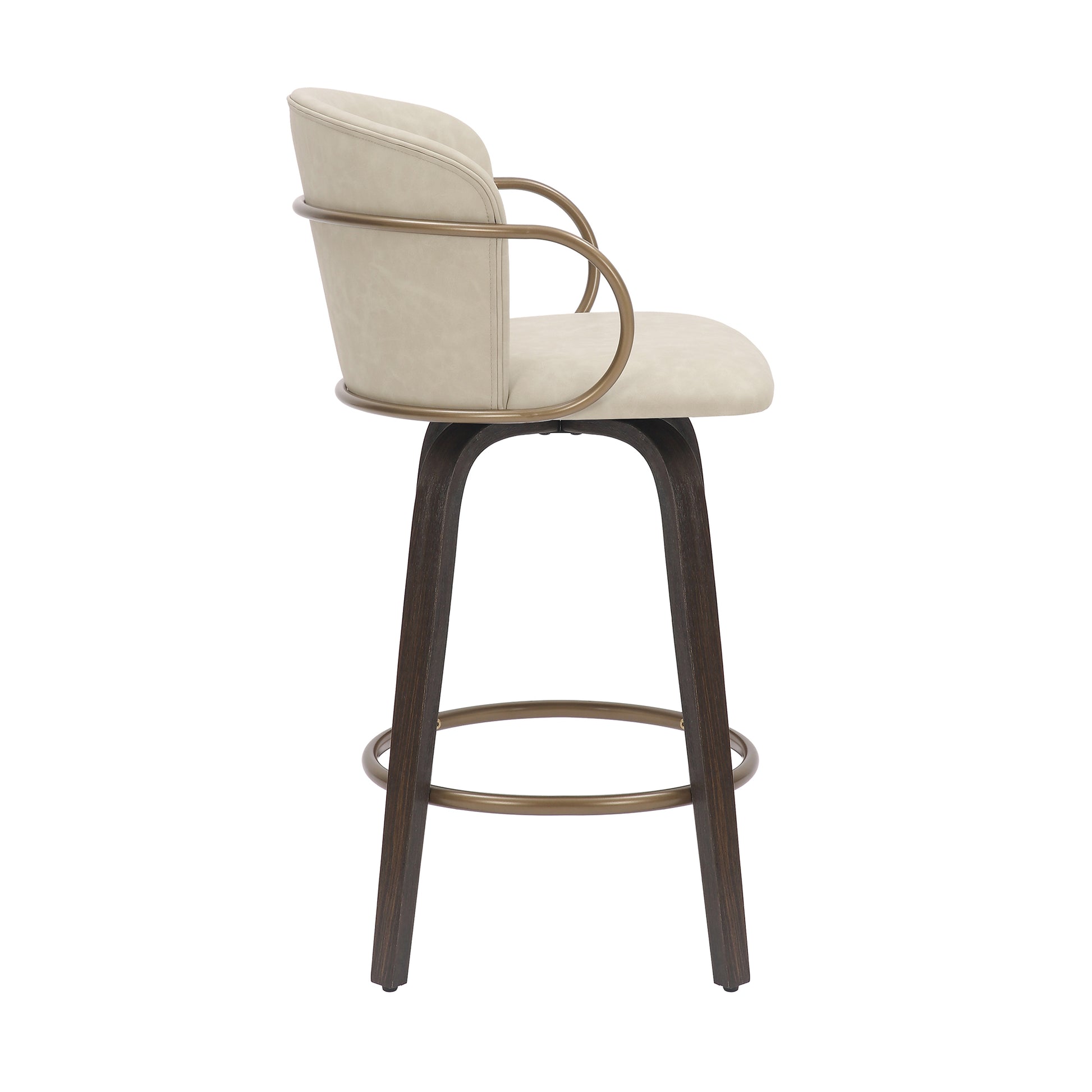 Lawson 26" Counter Stool - Ivory Faux Leather and Gold-DECOROLALA