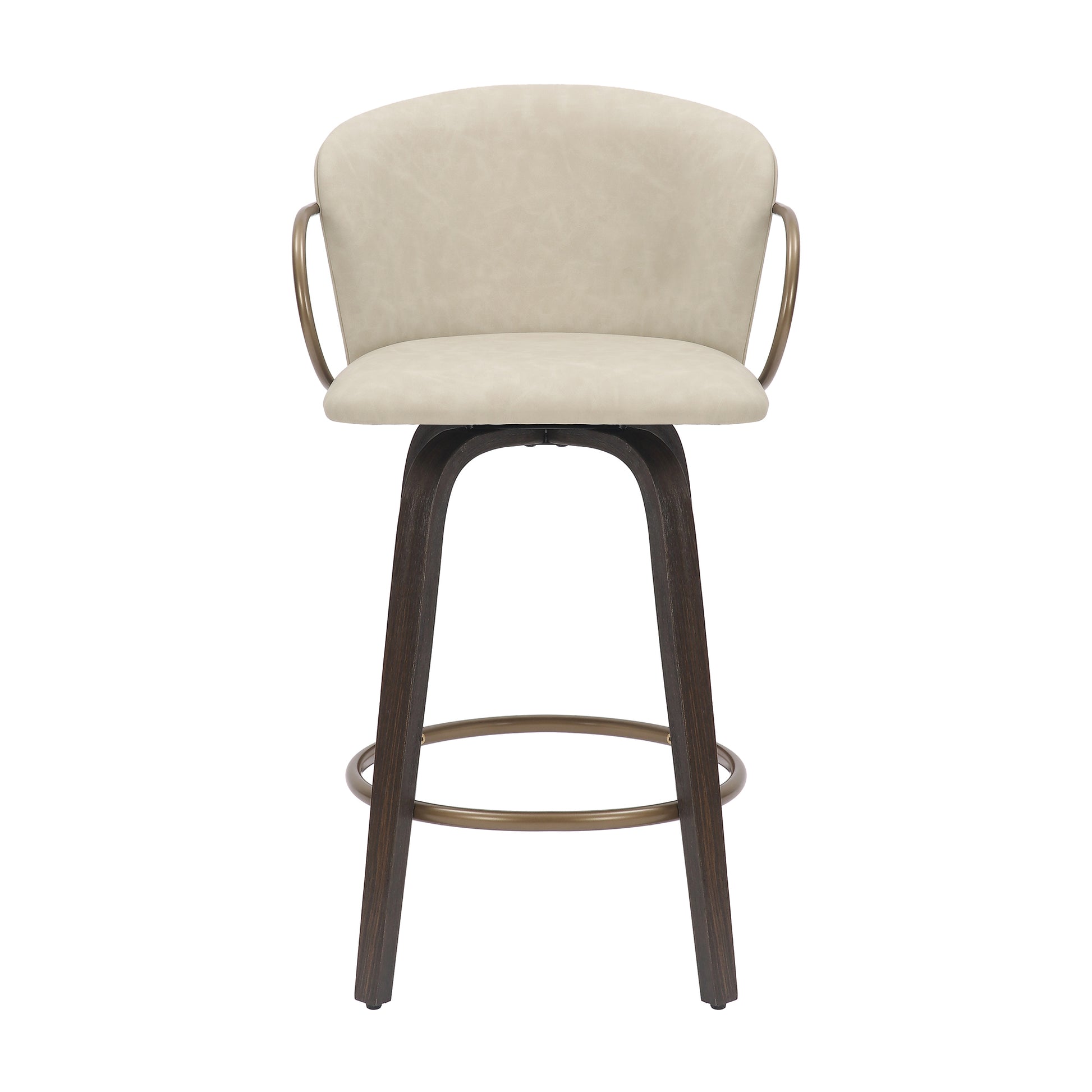 Lawson 26" Counter Stool - Ivory Faux Leather and Gold-DECOROLALA