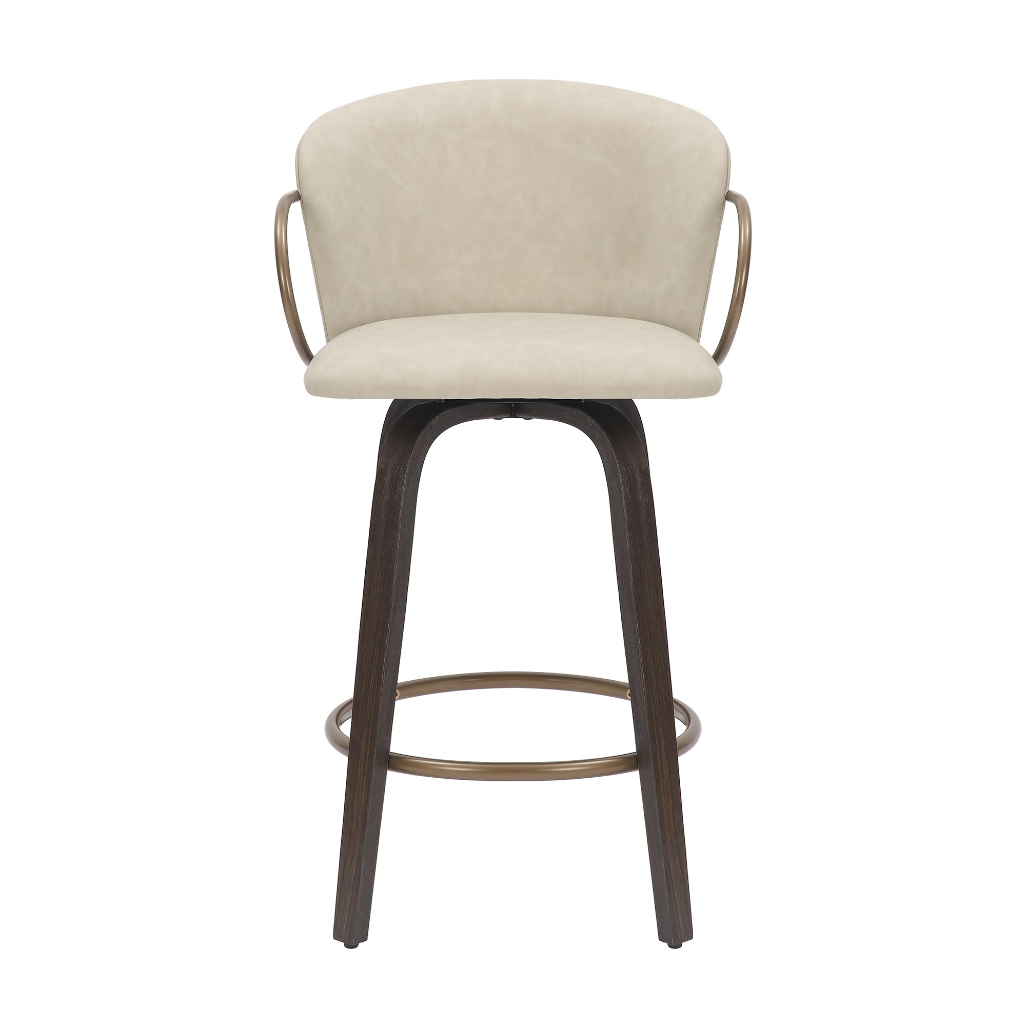 Lawson 26" Counter Stool - Ivory Faux Leather and Gold-DECOROLALA
