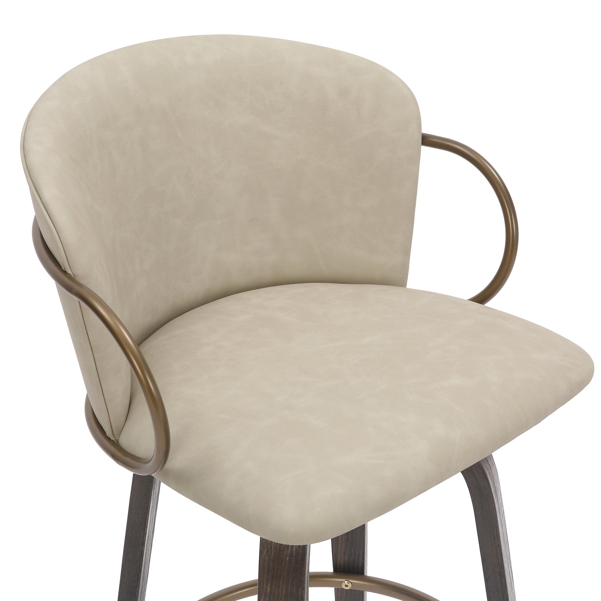 Lawson 26" Counter Stool - Ivory Faux Leather and Gold-DECOROLALA