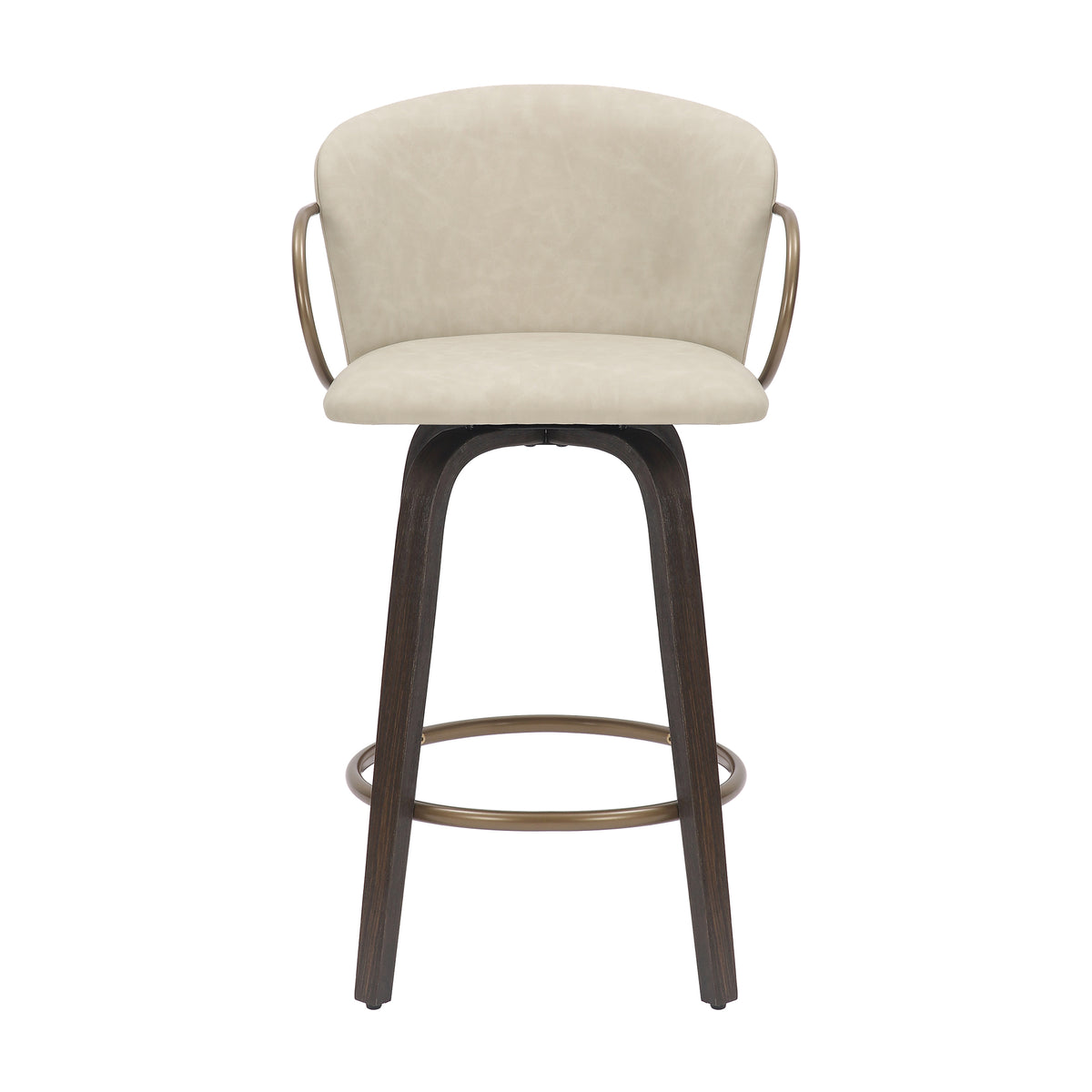 Lawson 26" Counter Stool - Ivory Faux Leather and Gold-Bar Stools-DECOROLALA