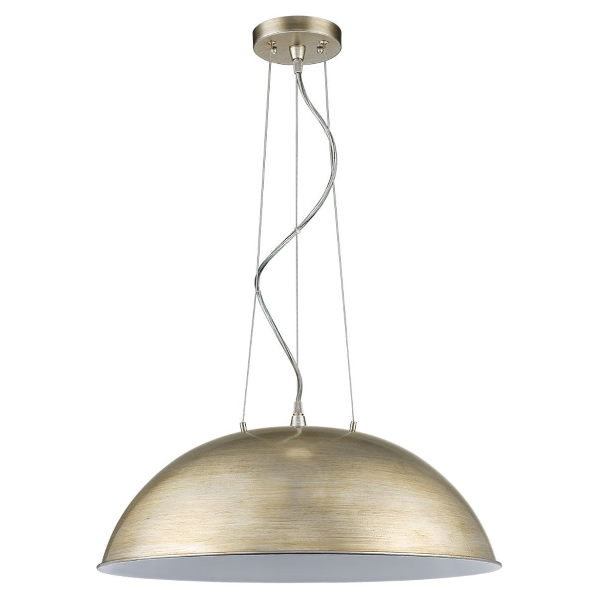 Layla 1-Light Washed Gold Bowl Pendant With Gloss White Interior Shade-Pendants-Hanging Lights-DECOROLALA