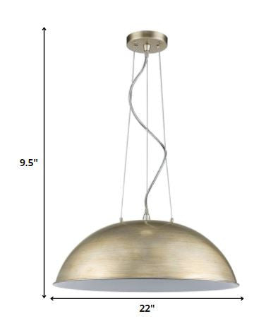 Layla 1-Light Washed Gold Bowl Pendant With Gloss White Interior Shade-Pendants-Hanging Lights-DECOROLALA